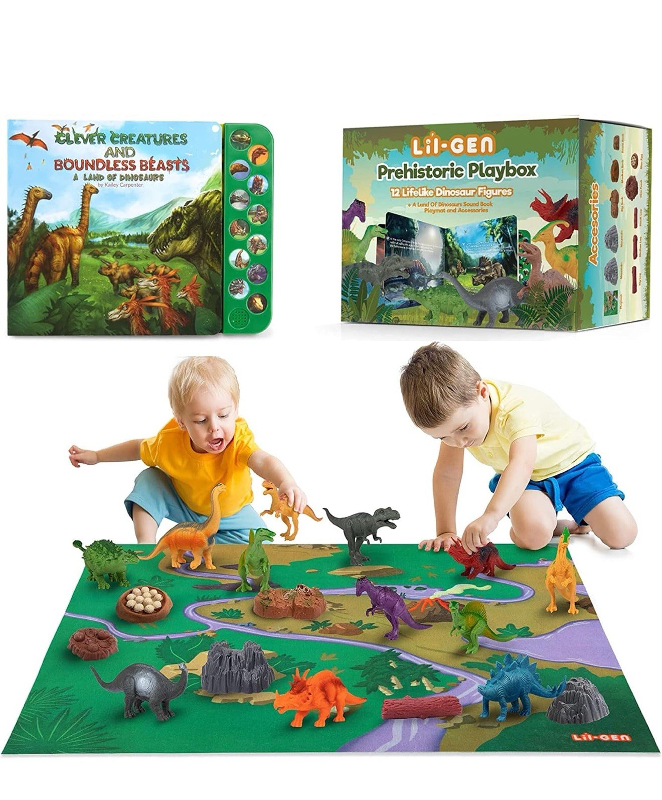 Lil-Gen Prehistoric Playbox 12 Lifelike Dinosaur Figures