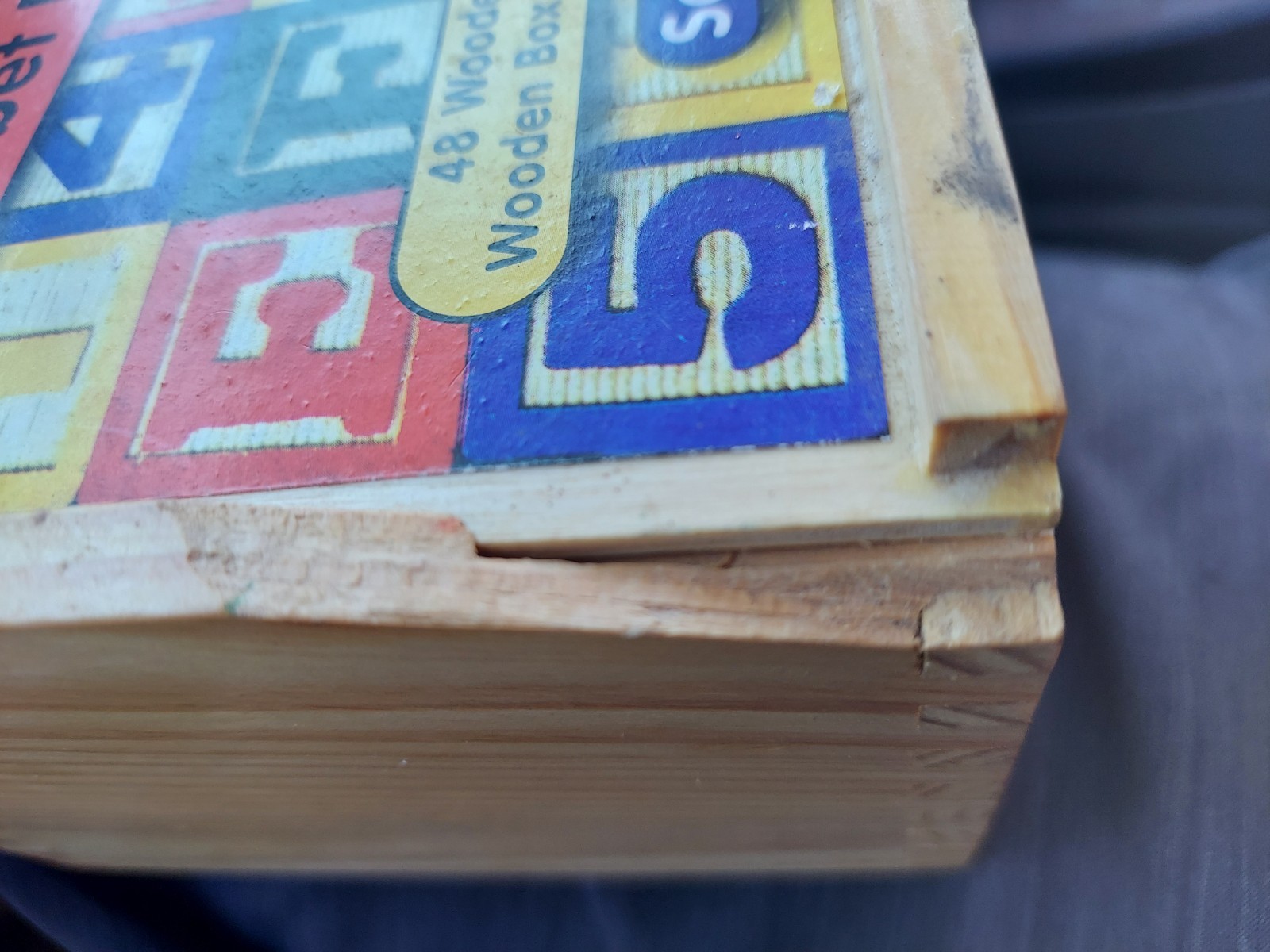 Schylling 48 Wood Blocks Alphabet Wooden Box Letter Number Alpha Play Toy Block