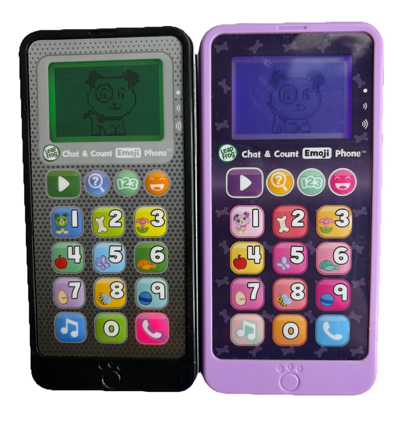 2X LeapFrog Chat & Count Emoji Phone Combo – Purple + Black – Tested Working