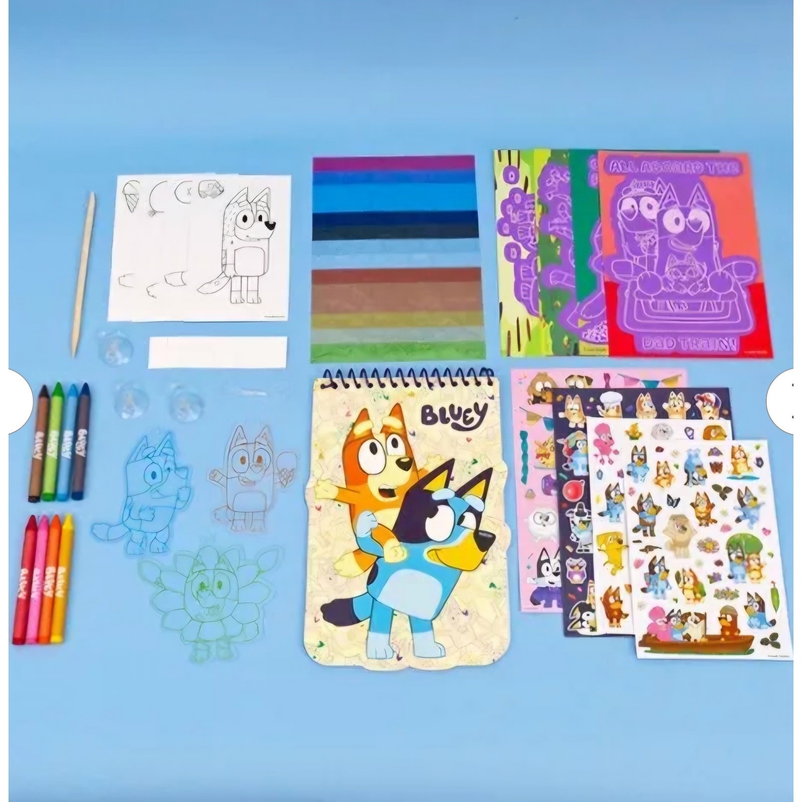 Bluey Creative Art Caddy Crayons Stickers Art Sheets NWT Bluey Cardstock Figures