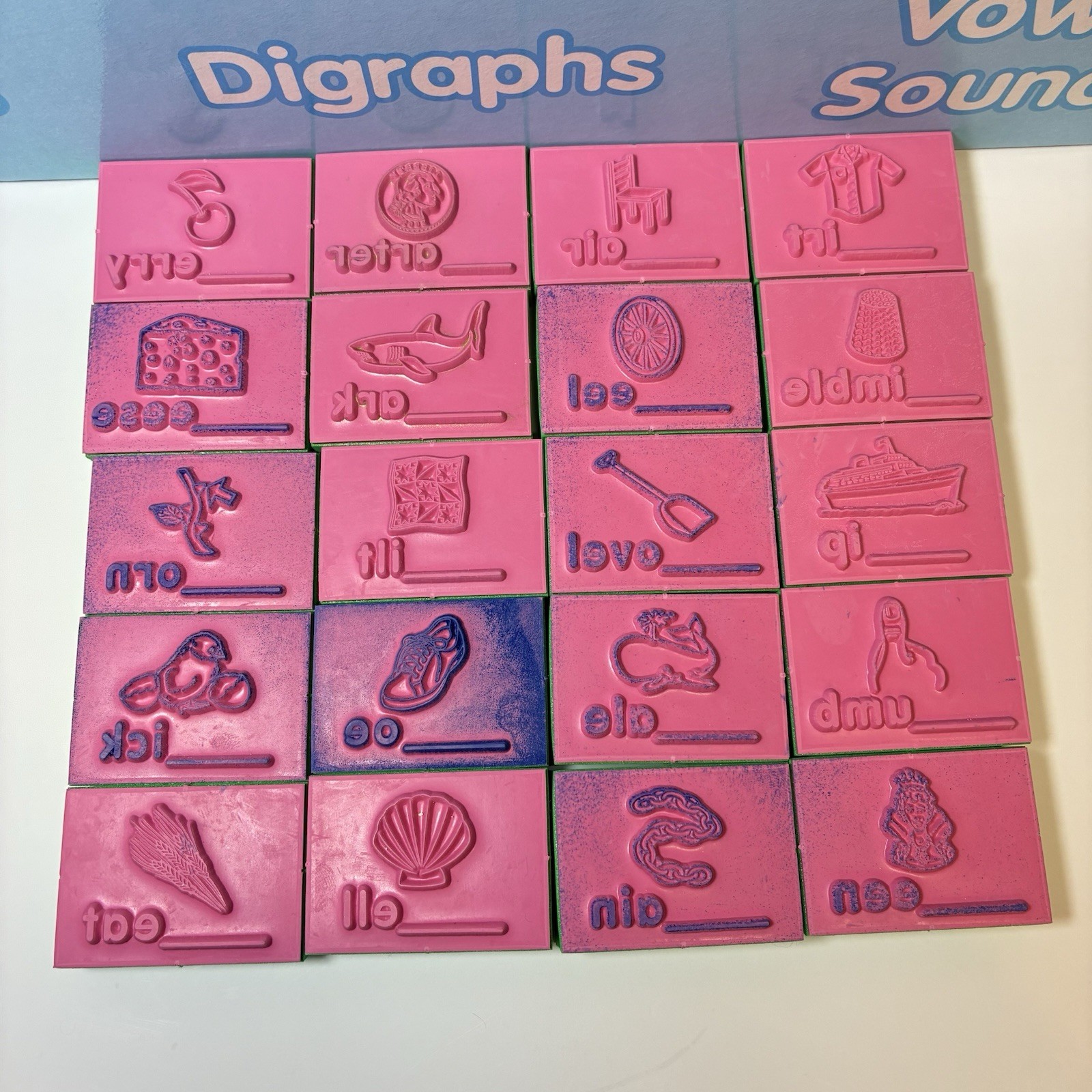 Lakeshore Fill In The Blank Phonics Stamps Level 2 Box Set 74 Stamps Complete