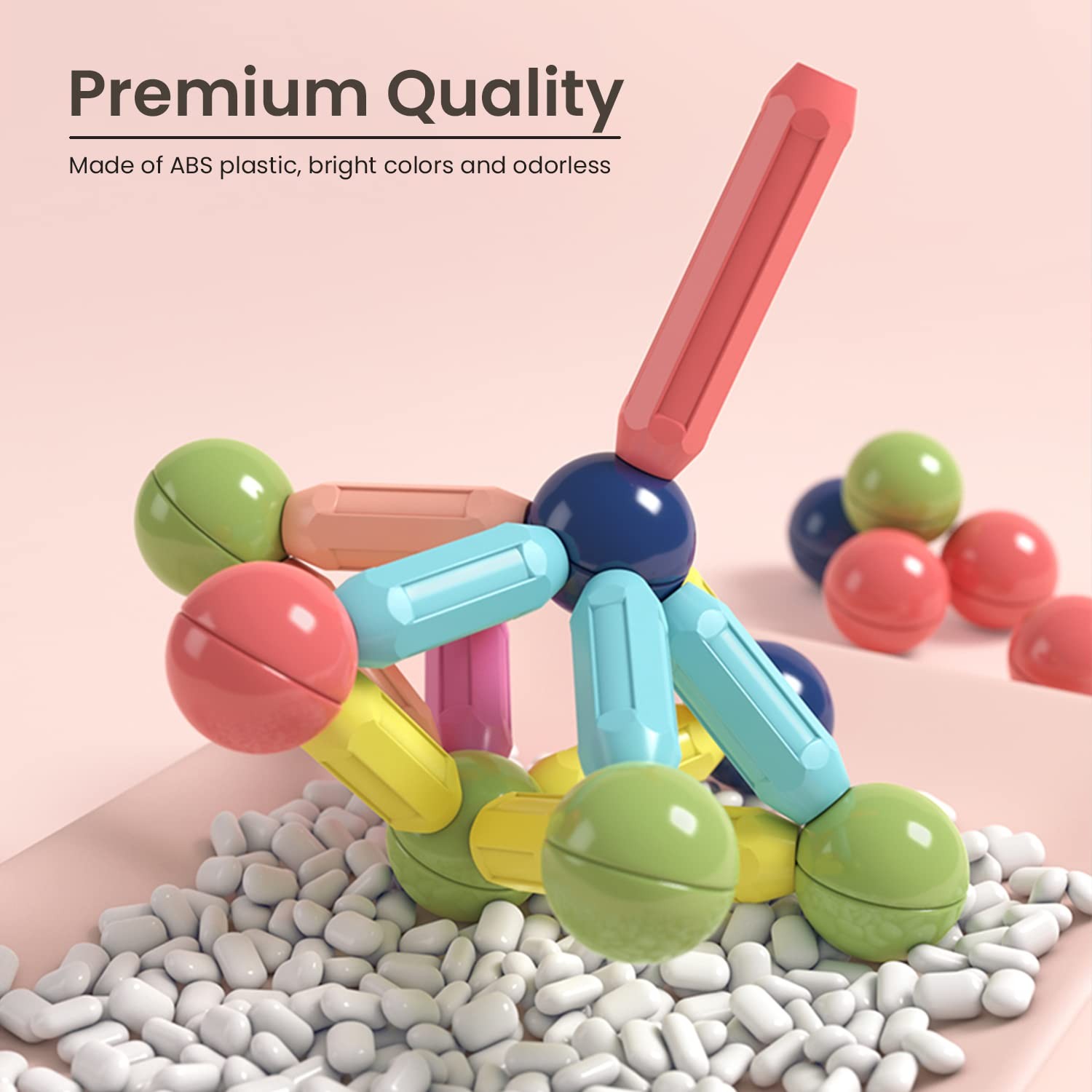 BAKAM Magnetic Building Blocks for Kids Ages 4-8, STEM 25PCS, Multicolored