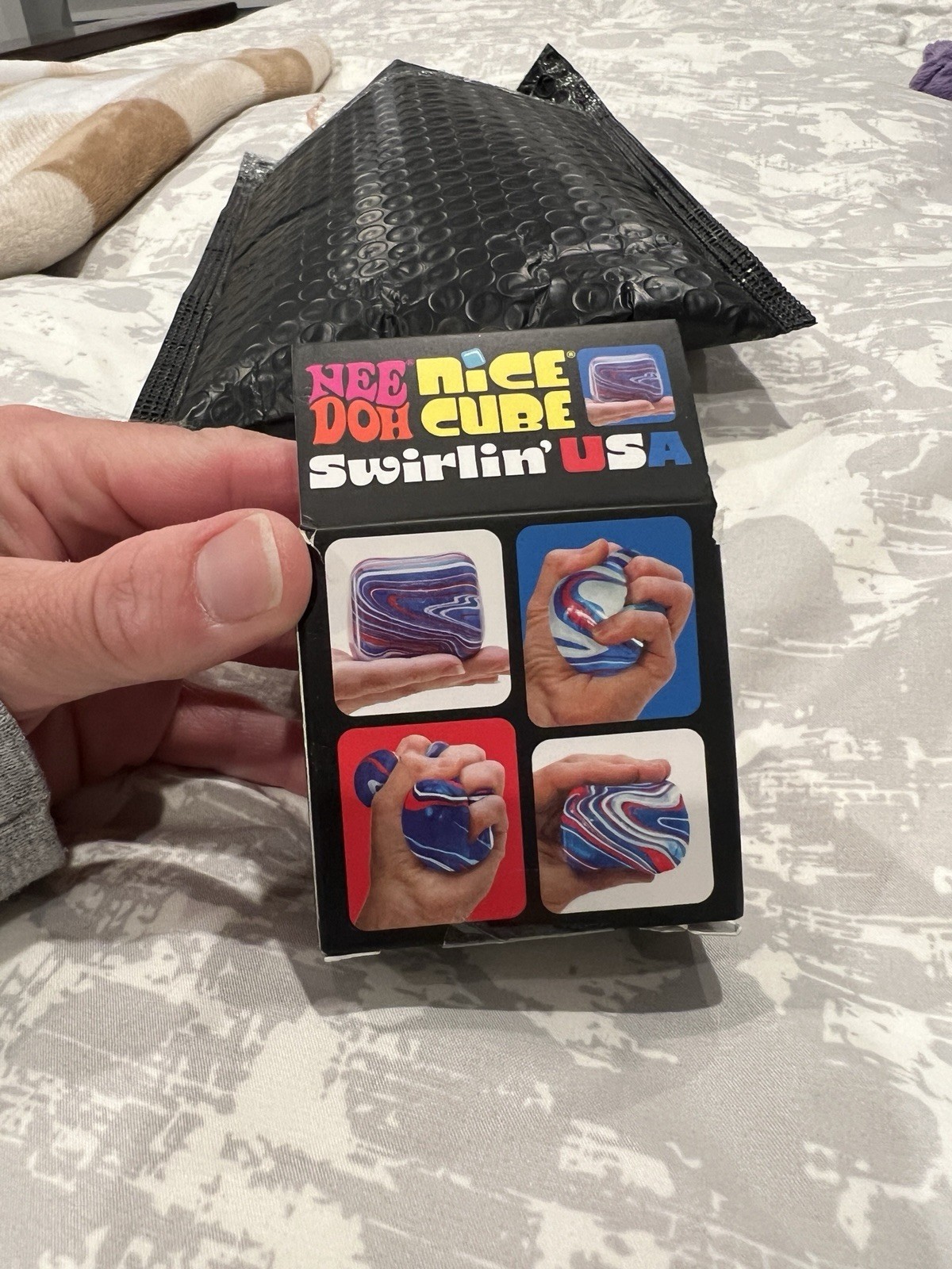 Schylling NeeDoh Nice Cube Swirlin’ USA Super Solid Squish 3+ 25190NAB