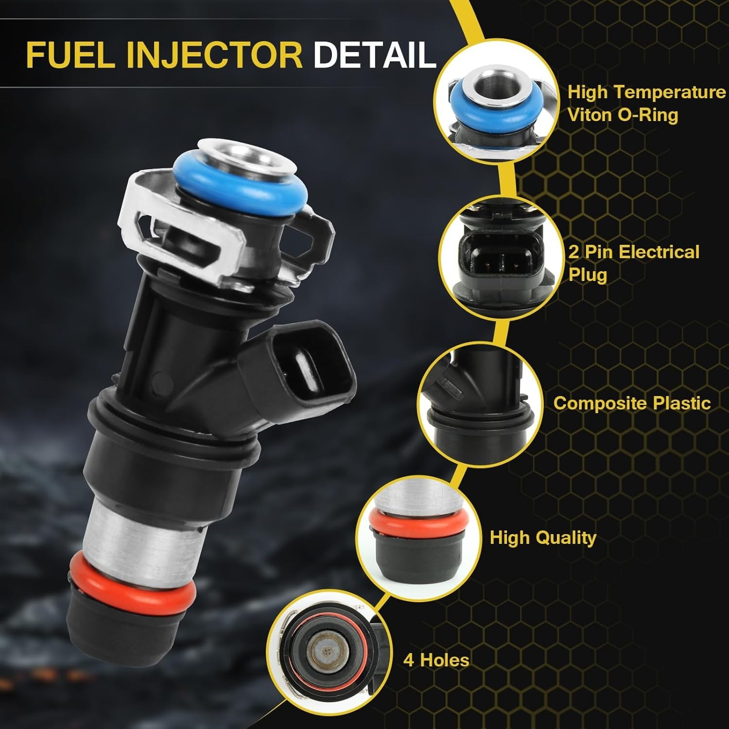 4.8 5.3 6.0 Fuel Injector 4 Holes 8Pcs, Compatible with 1999-2006 Chevrolet Silv