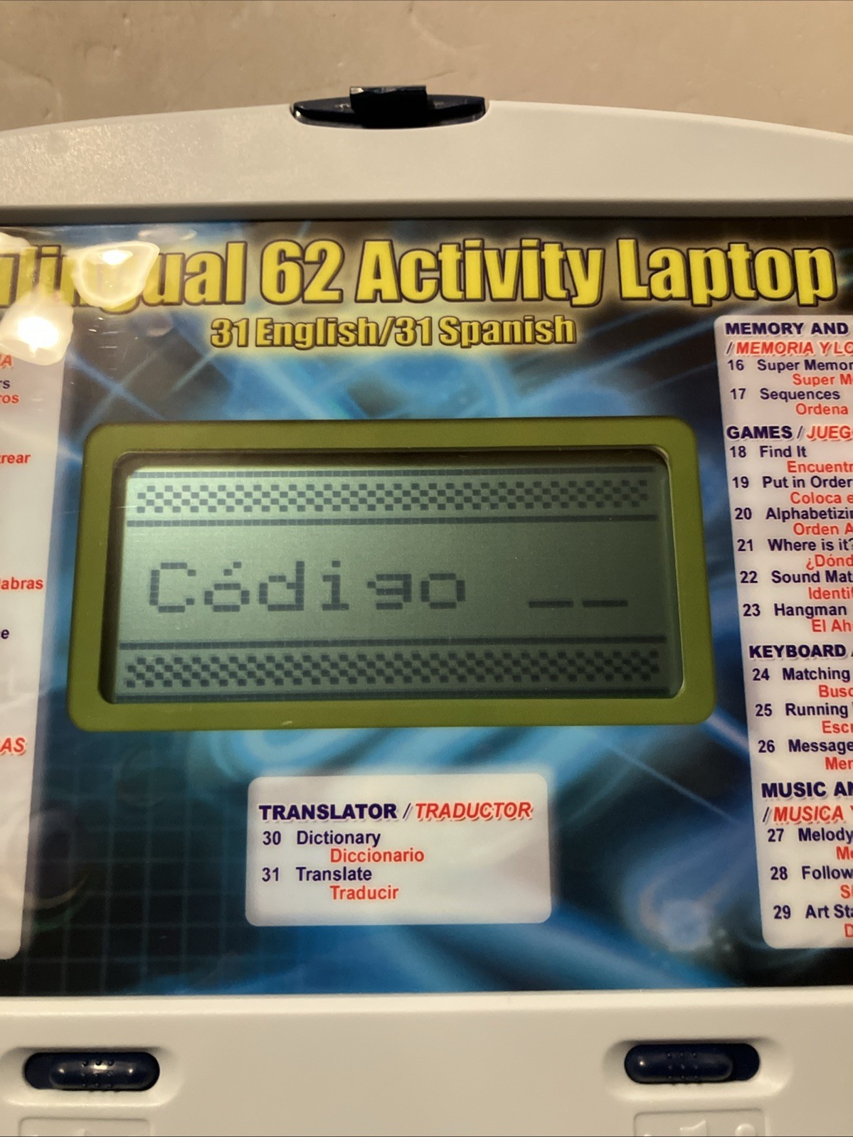 Vintage BILINGUAL 62 ACTIVITY LAPTOP (31 English/31 Spanish) LEARNING TOY Tested
