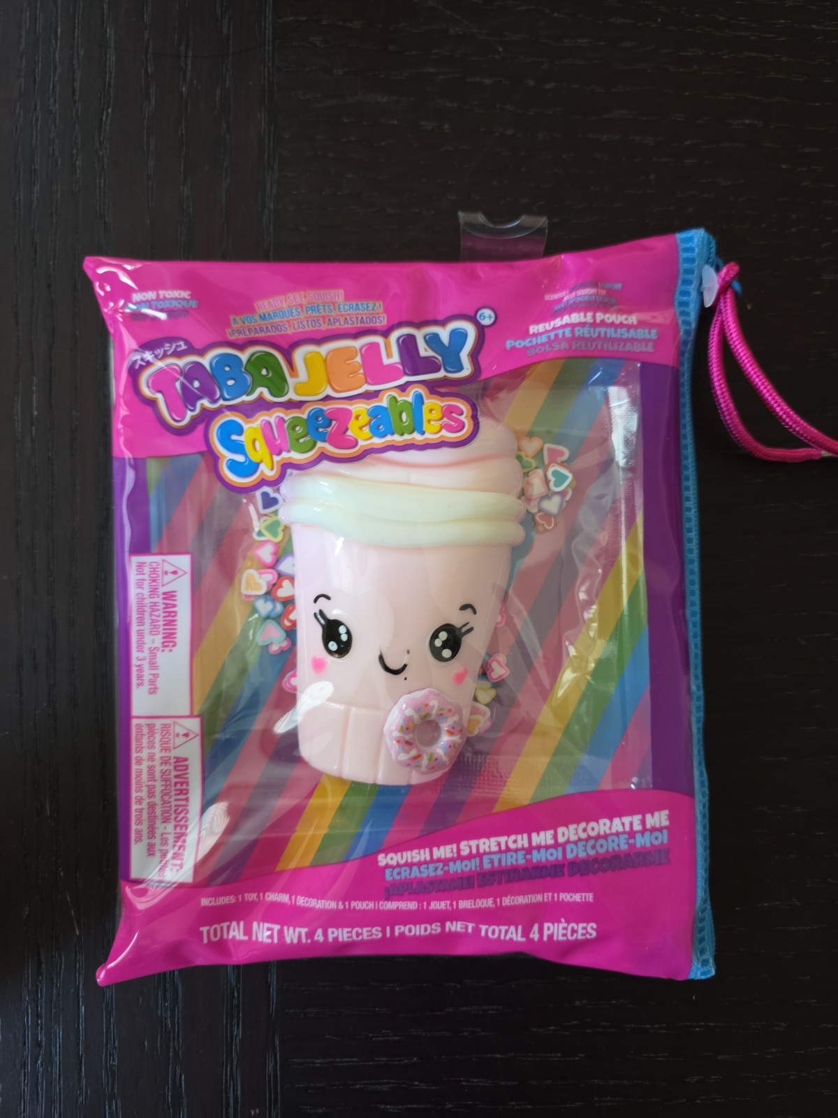Taba Scented Jelly Squeezeables Pink Shake Squishy Squeeze Toy w Pouch DIY NEW