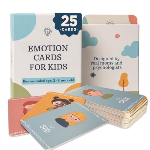 Emotion Flashcards for Toddlers – 25 Fun Cards to Identify Feelings – Ages 2-8