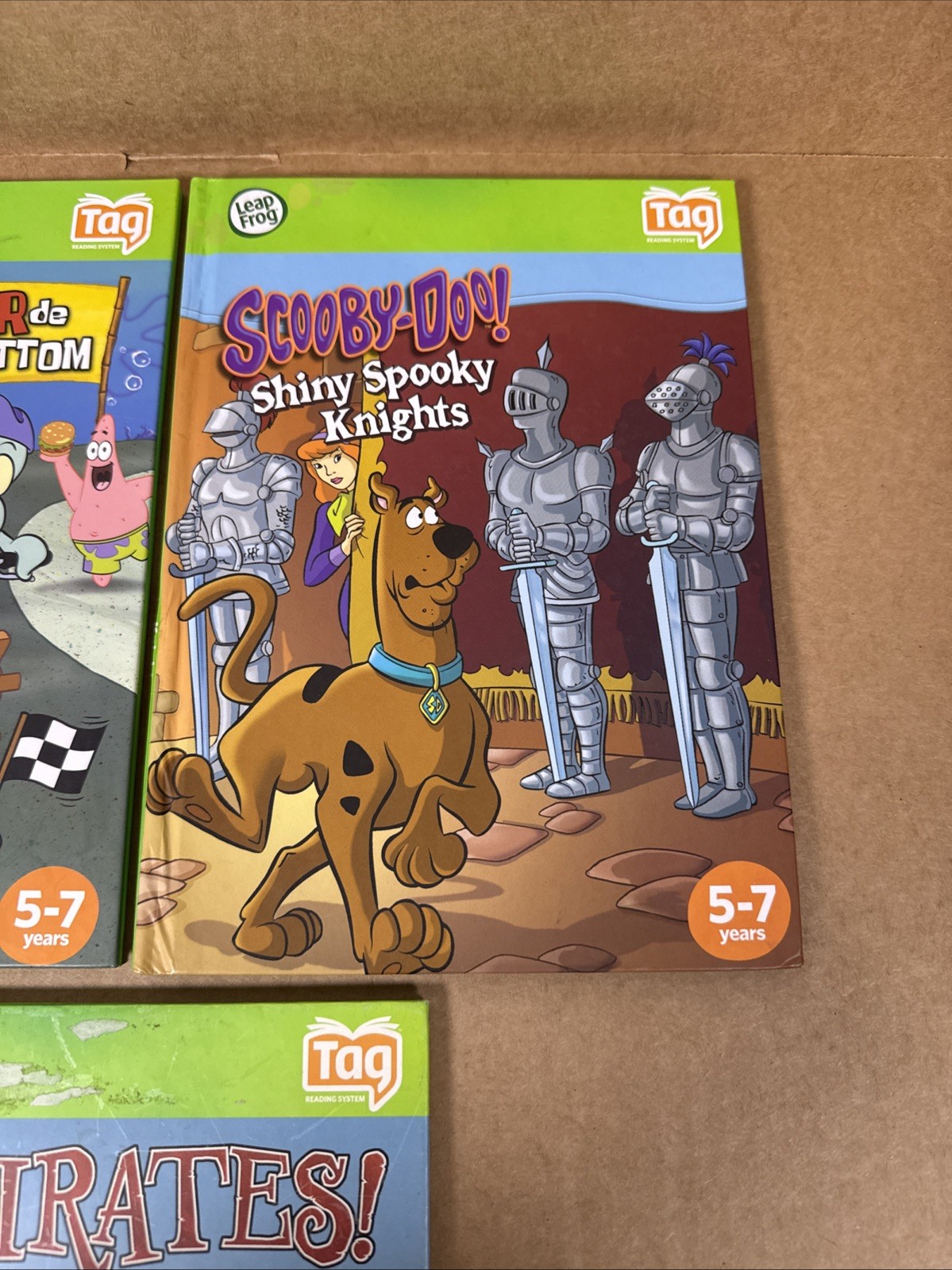 Lot Of 3 Leap Frog Tag Books Scooby SpongeBob 5-7 Years