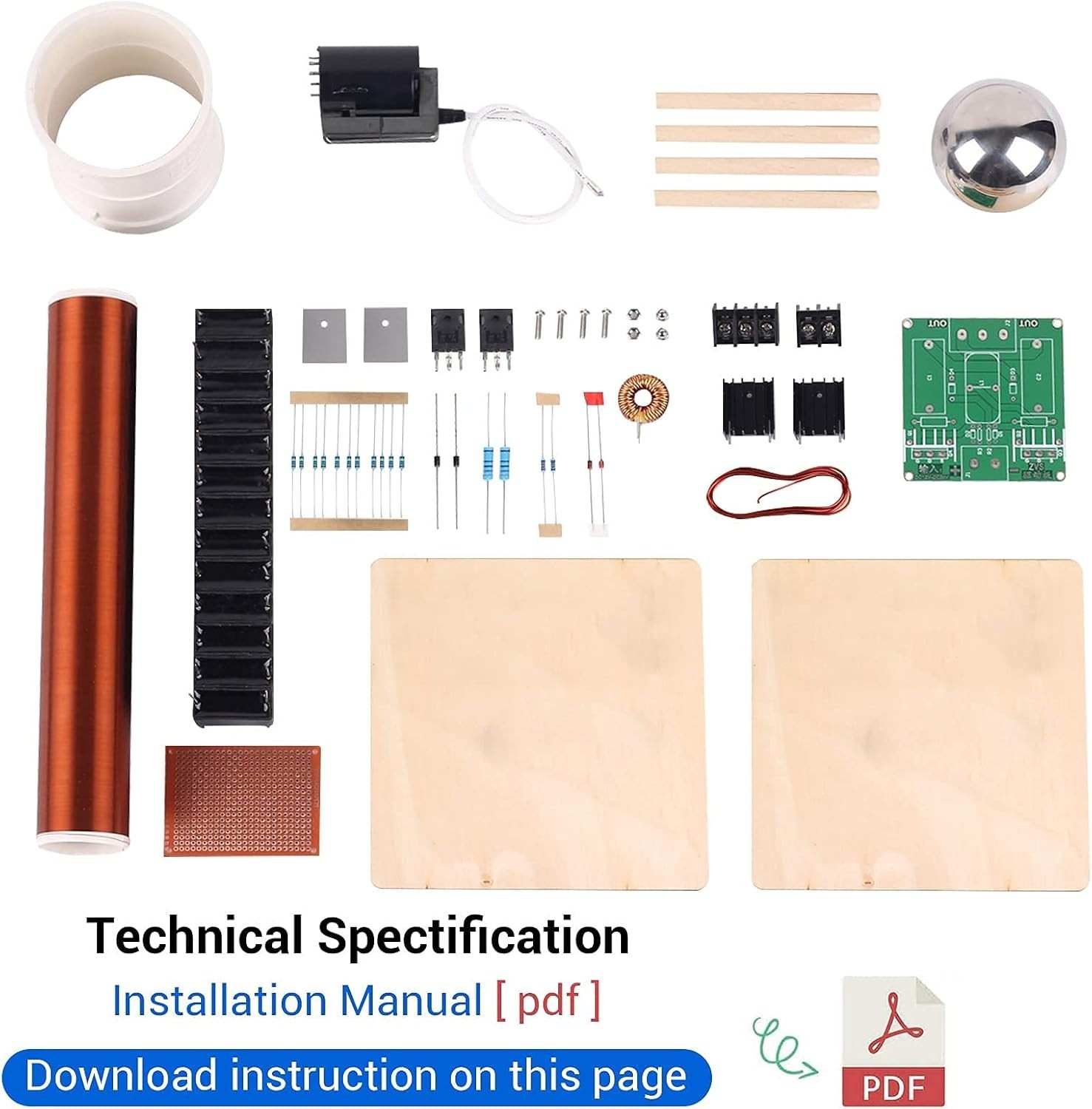 Tesla Coil DIY Kit, Touchable Plasma Ball Spark Gap Arc Generator for Physics…