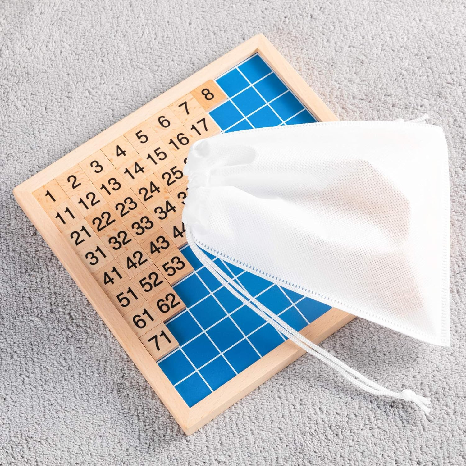 Wooden Montessori Math Hundred Board, Counting to 100 for Kindergarten, 1