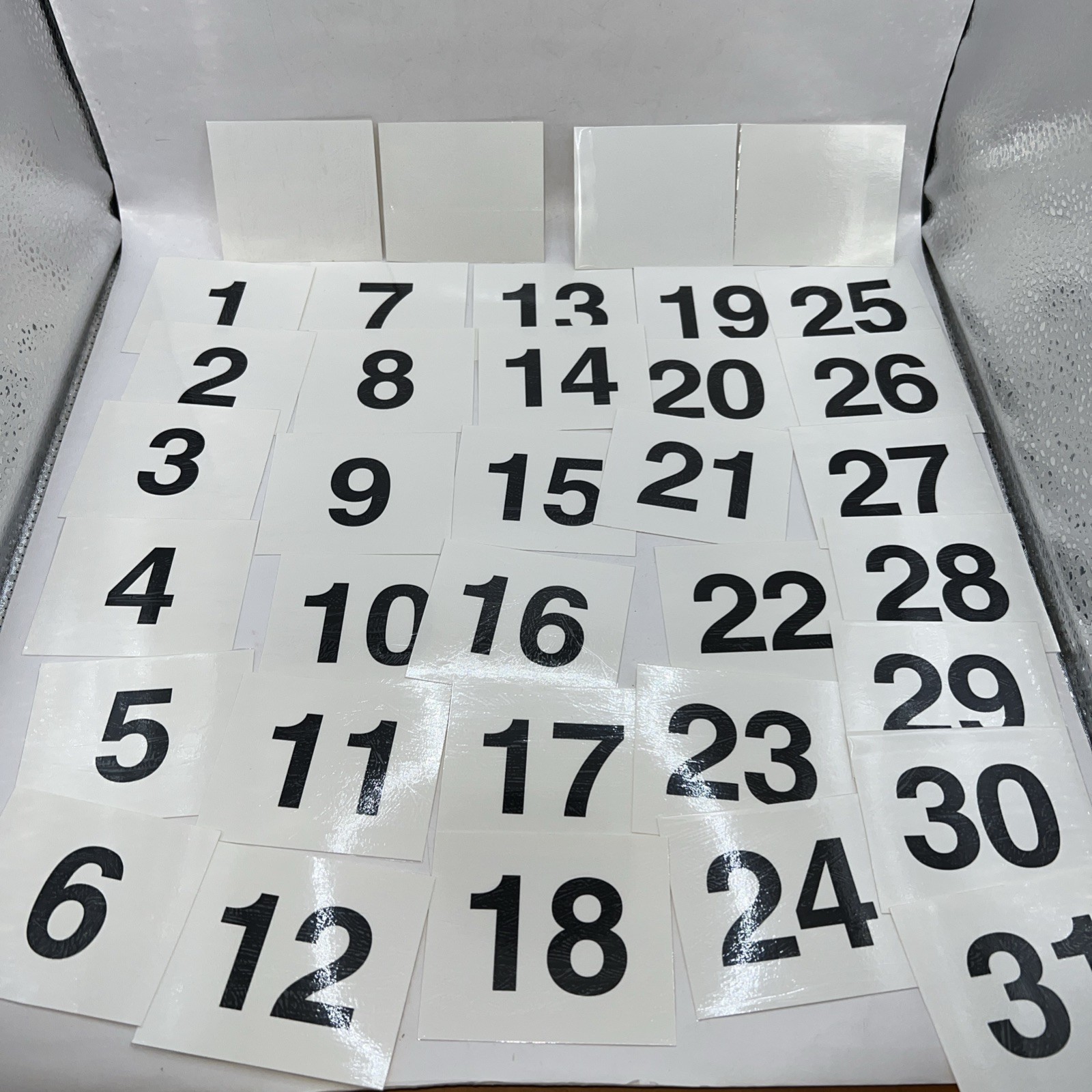 Five Sets Of (1-31) THICK CALENDAR MAKING SQUARES 3″