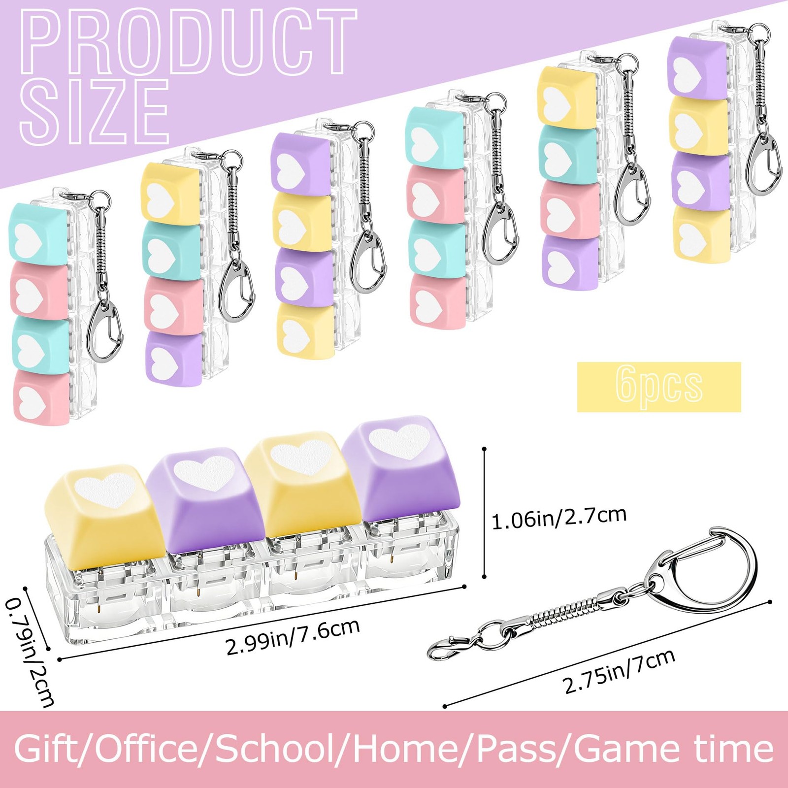 Sariiraw 6 Pcs Mini, Multicolor Pastel (Blue, Pink, Purple, Yellow-green)