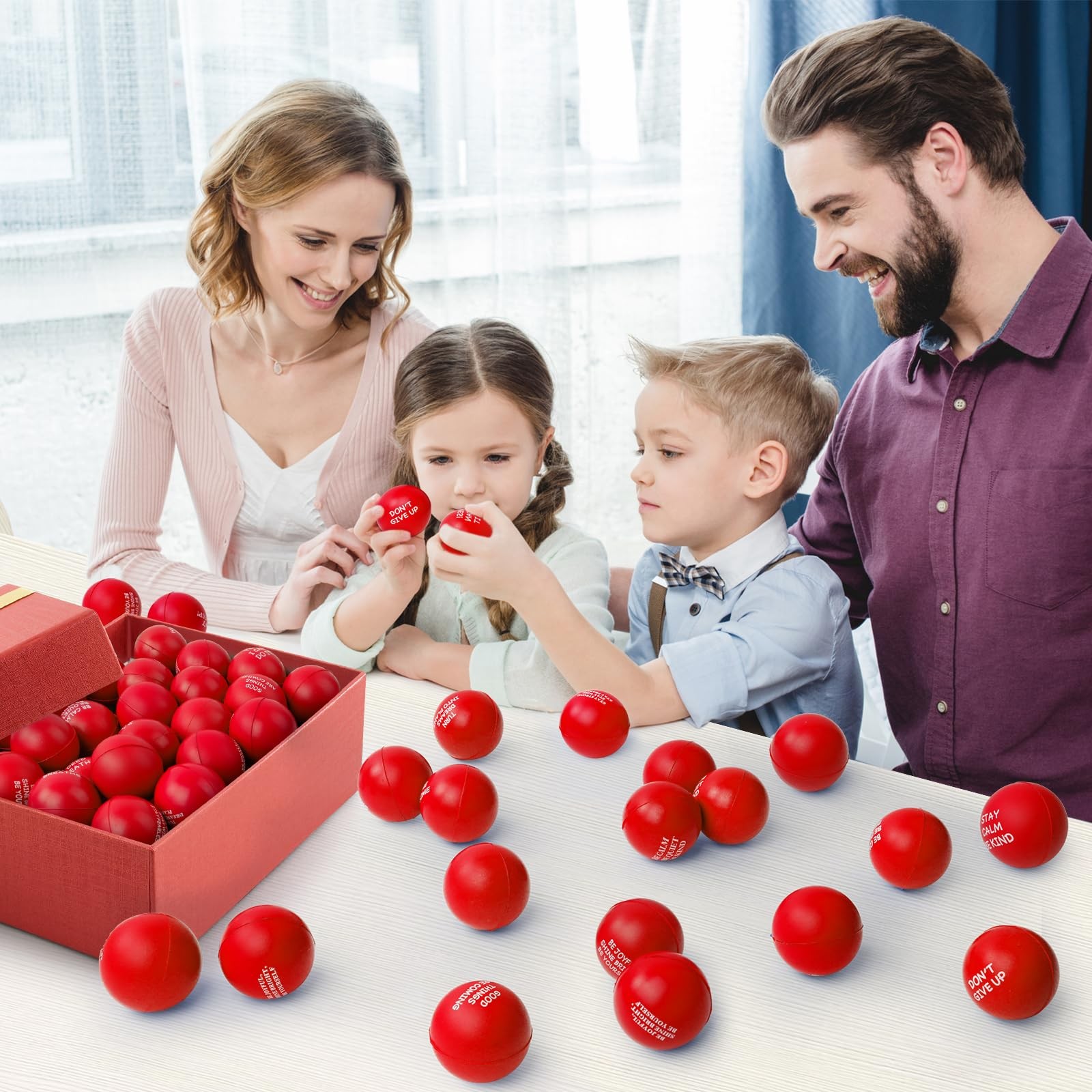 SHQDD 100PCS Motivational Stress Balls for Adults and Kids – 1.57 inches, Red