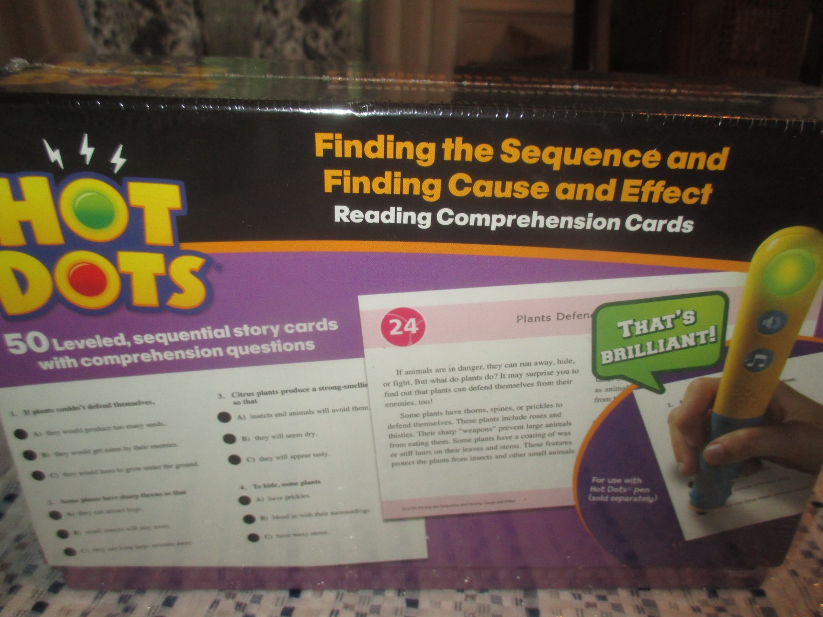HOT DOTS “NEW & SEALED” FINDING THE SEQUENCE READING COMPREHENSION CARDS