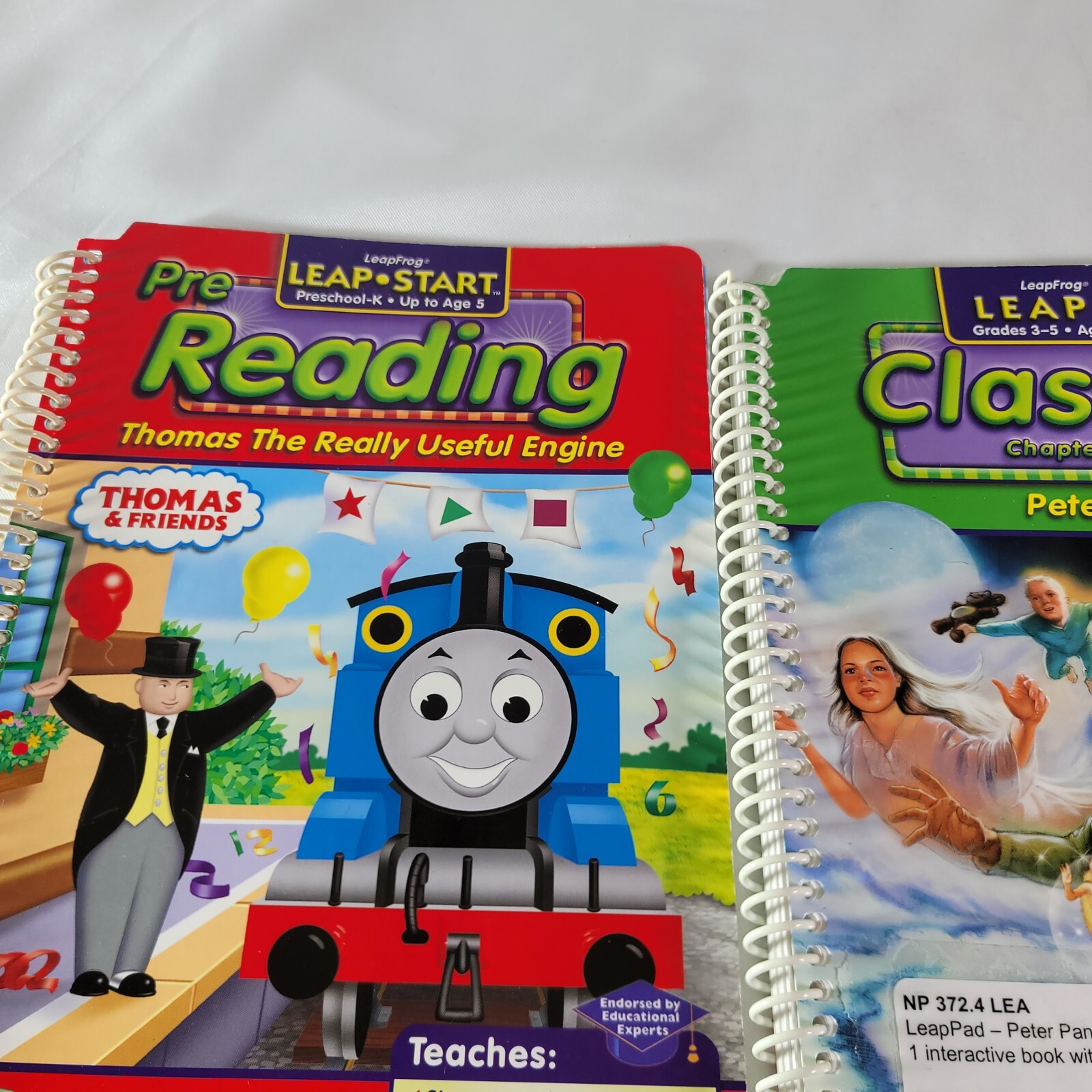 Lot Of LeapPad Books (3) And Two Cartridges (Shrek / Peter Pan)
