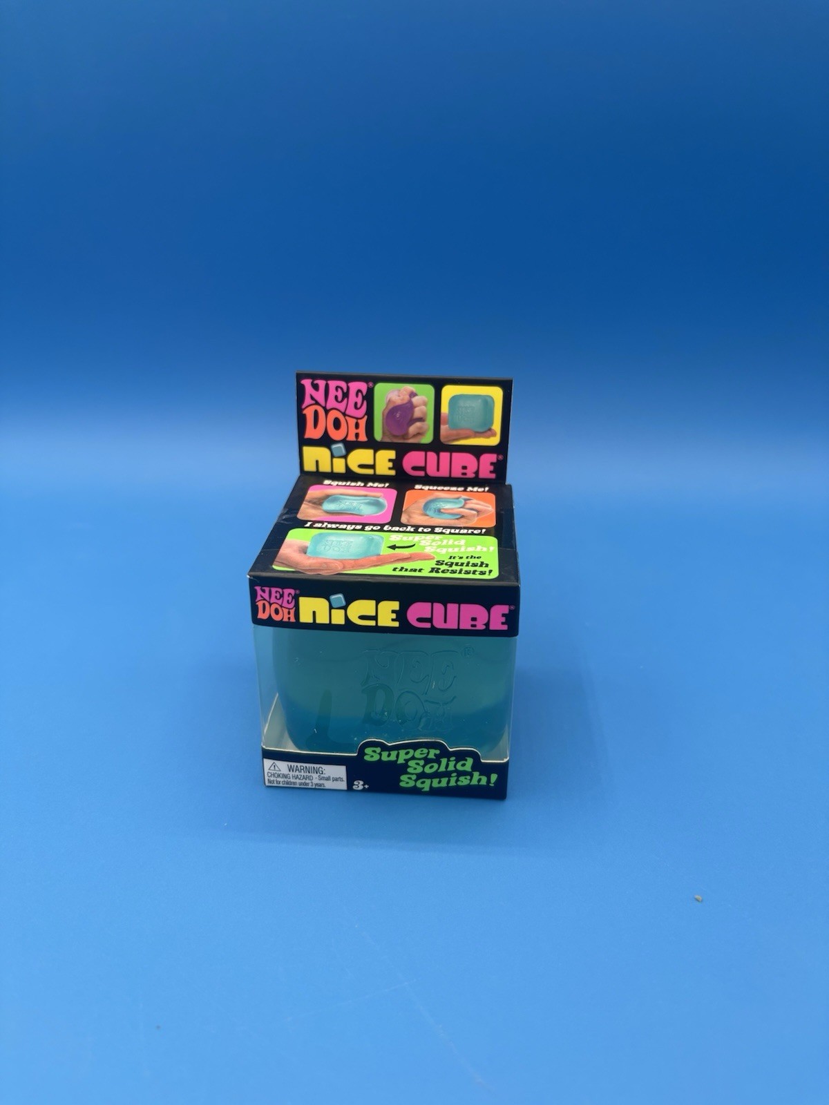 Nee Doh Nice Cube Blue Super Solid Squish Fidget Viral Toy Sensory Stress Ball