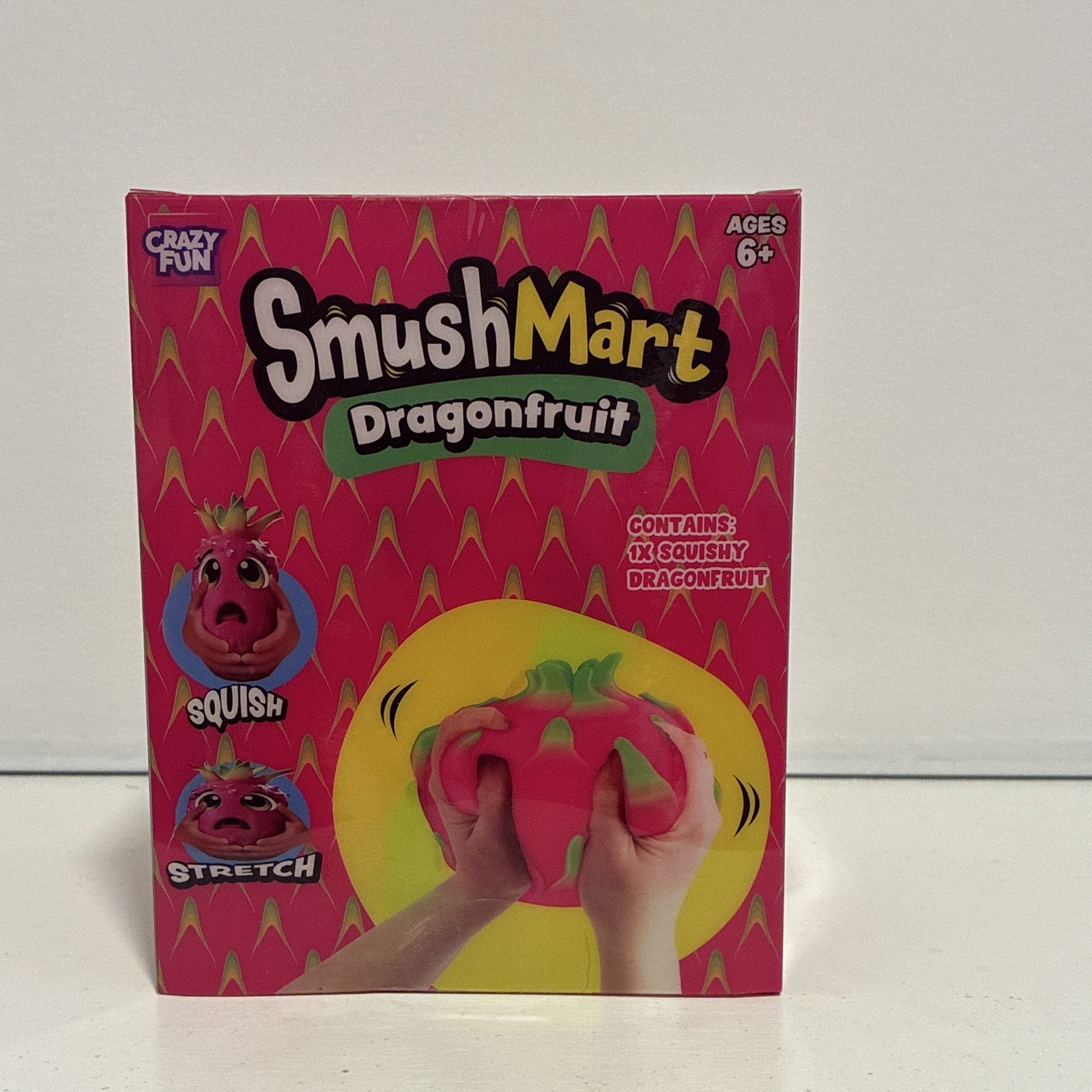 SmushMart Dragonfruit Squishy Squeeze Toy, Pink/Green, Ages 6+ 17+ MPN 9225170