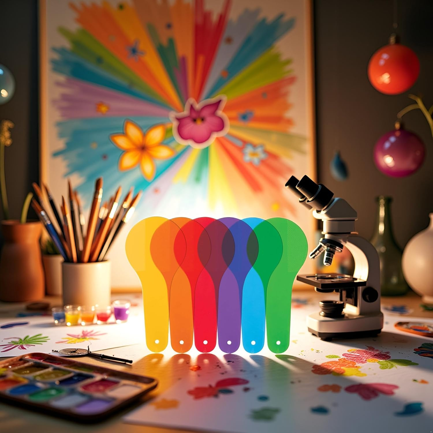 6Pcs Color Paddles, Transparent Color Paddles, Color Learning, Optics Color