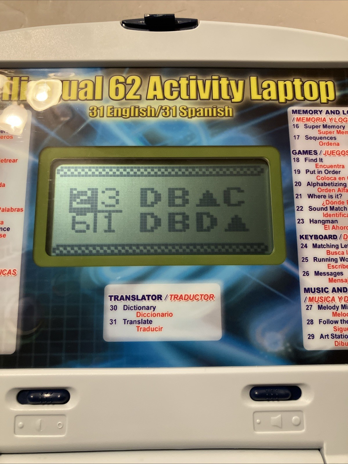 Vintage BILINGUAL 62 ACTIVITY LAPTOP (31 English/31 Spanish) LEARNING TOY Tested