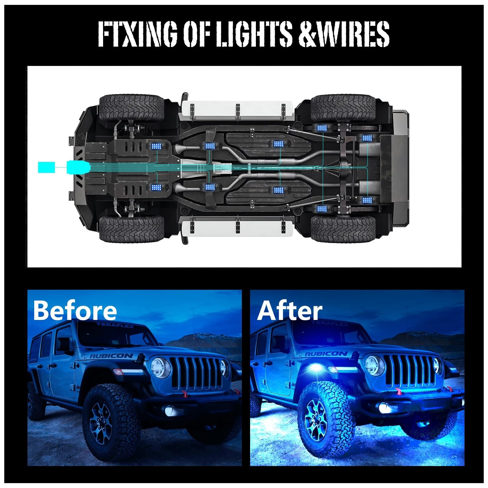 LED Rock Lights for Trucks, UTV, SUV & ATV – 10 Pods RGB Underglow Kit with A…