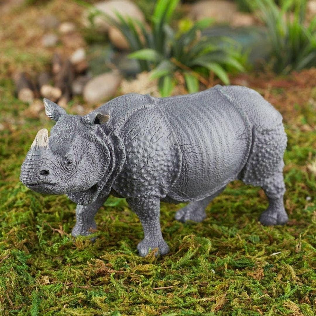Indian Rhinoceros Figurine – Hand Painted Wild Animal Toy Figure – NEW Papo