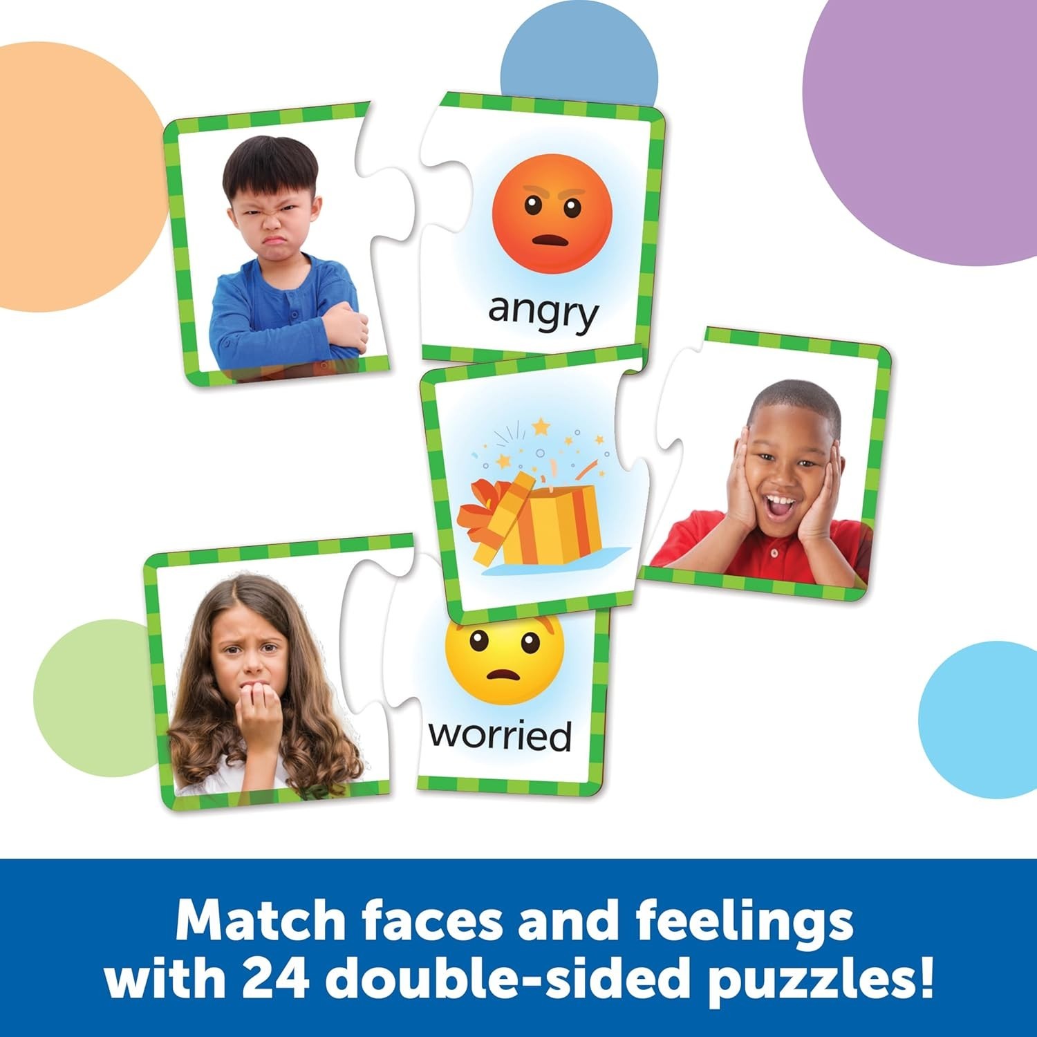 Durable Emotional Awareness Puzzle Cards – Enhance Social Skills in Kids Ages 3+