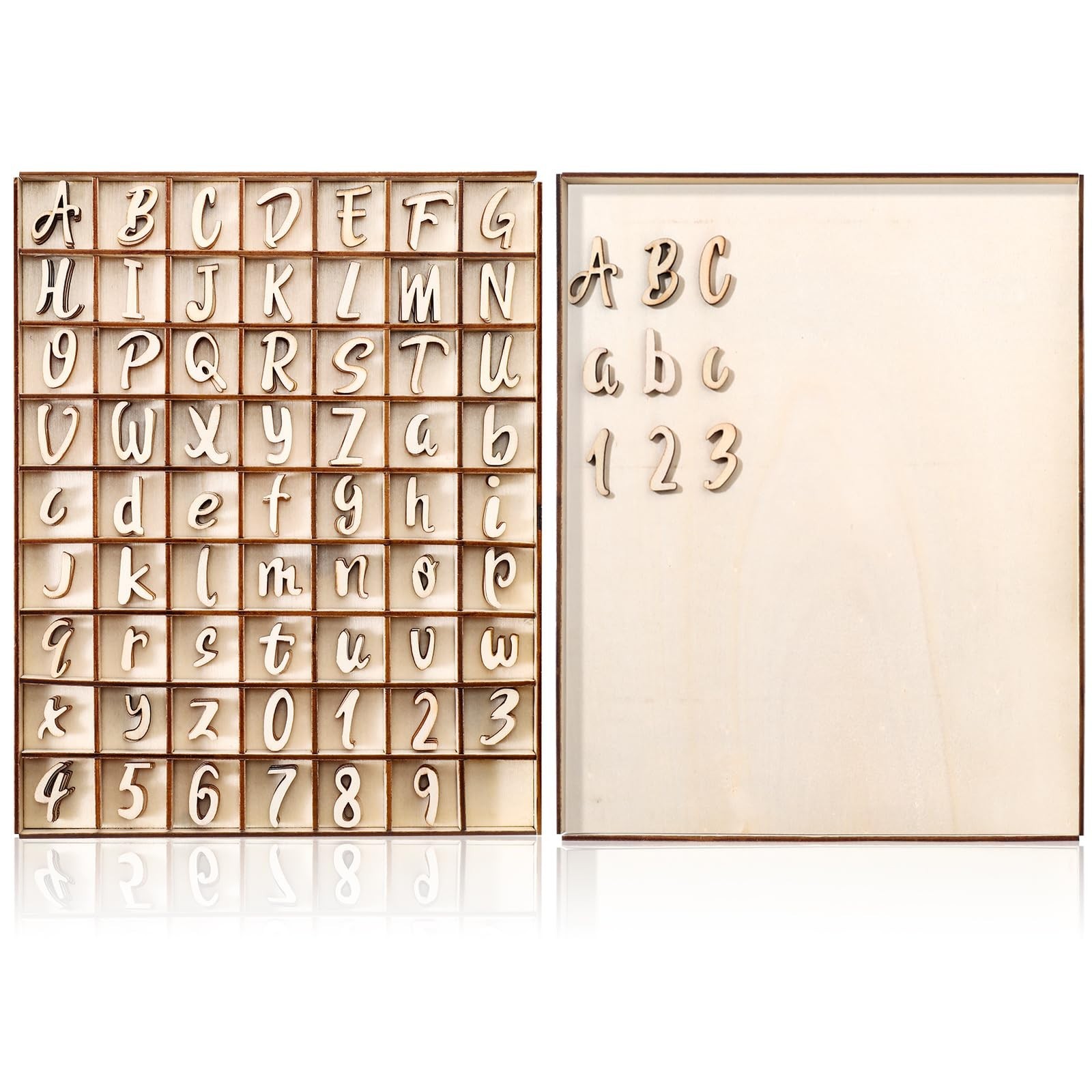 248 Pcs Unfinished Wooden Alphabet Letters & Numbers Set with Storage Box – Educ
