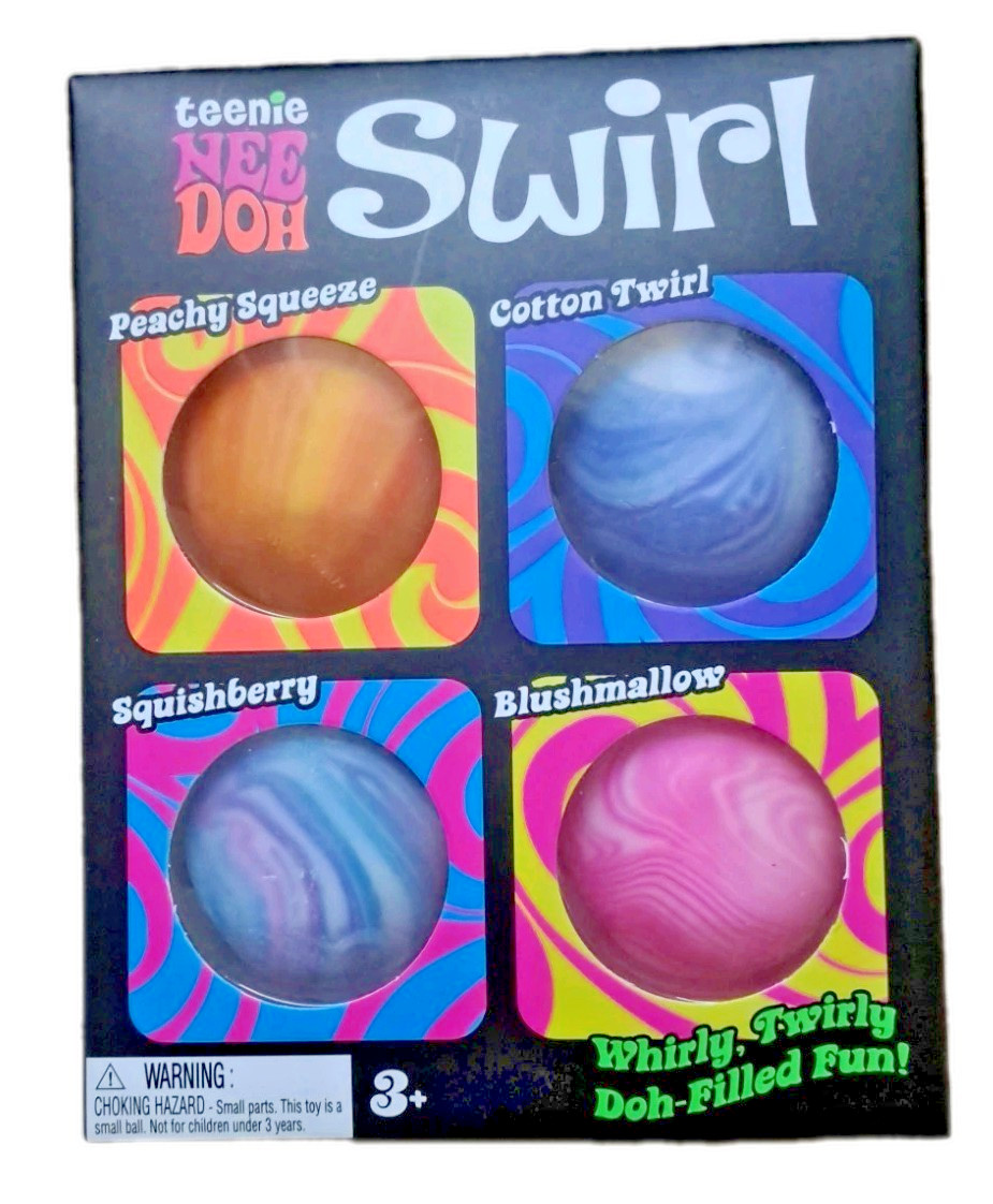 Teenie Nee Doh Swirl Ball Sensory Squeeze Toys 4 Pack New 4 Colors