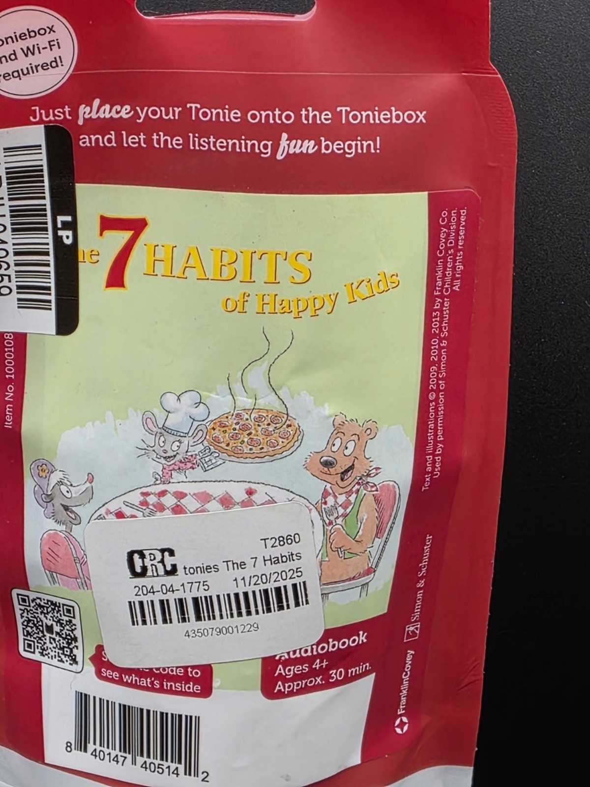 Tonies Audiobook “The 7 Habits Of Happy Kids” Ages 4+ Audio Figure For Toniebox