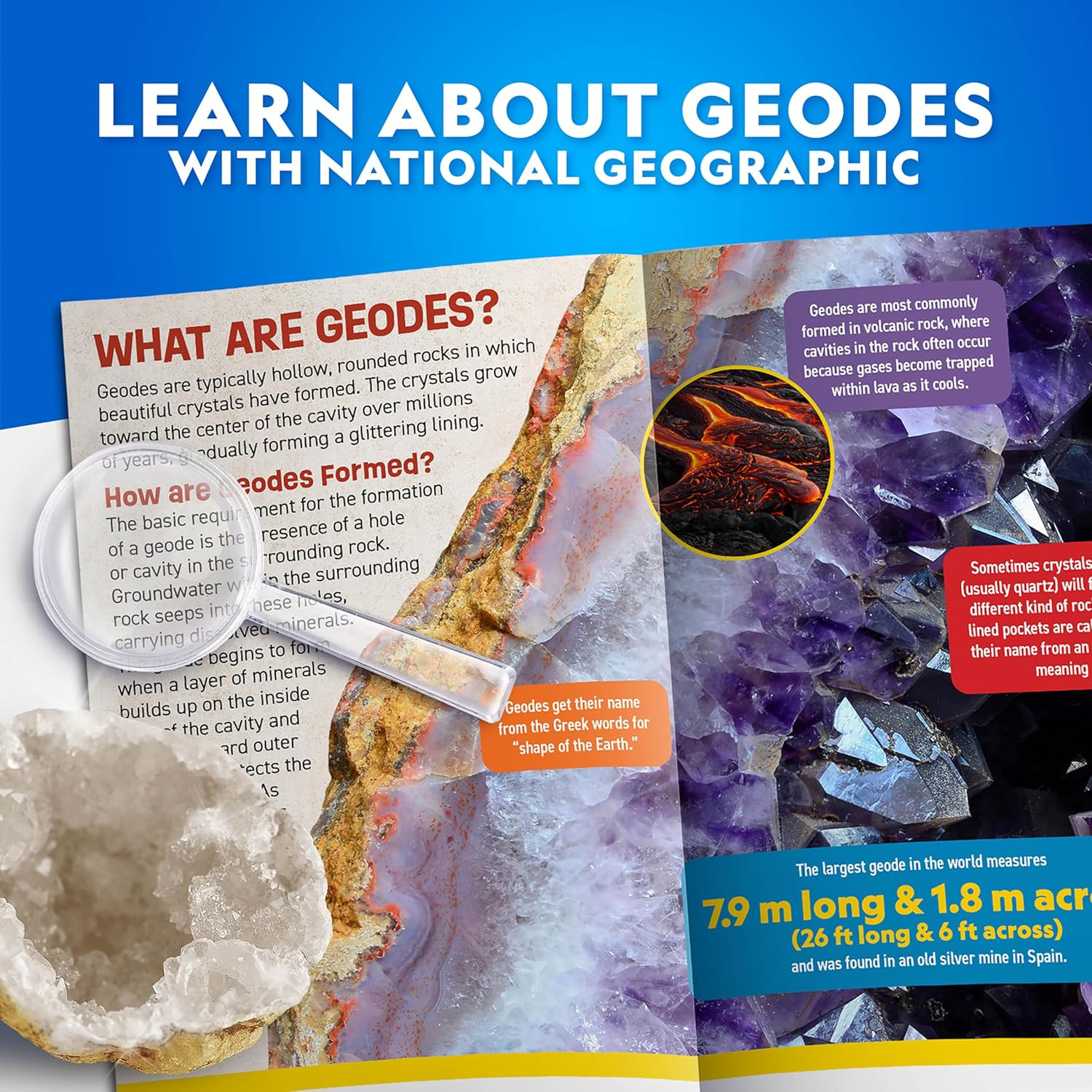 National Geographic Break Open 15 Premium Geodes Science Kit – Includes Goggles