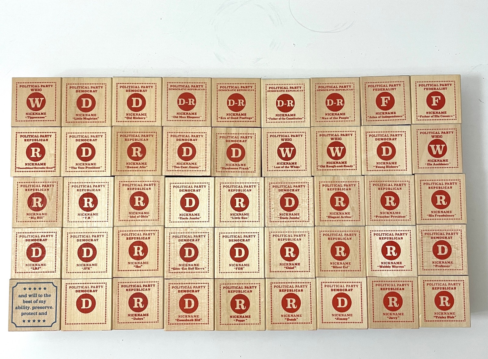 Uncle Goose Presidential Presidents of United States USA Wood Blocks Set Wooden