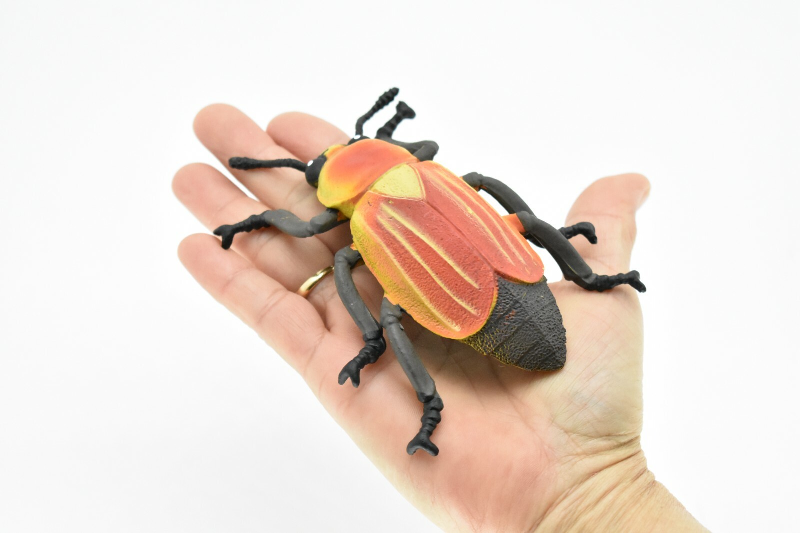 Beetle, June Bug, Red and Yellow, Very Nice Rubber Replica 5″ – F2067 B133