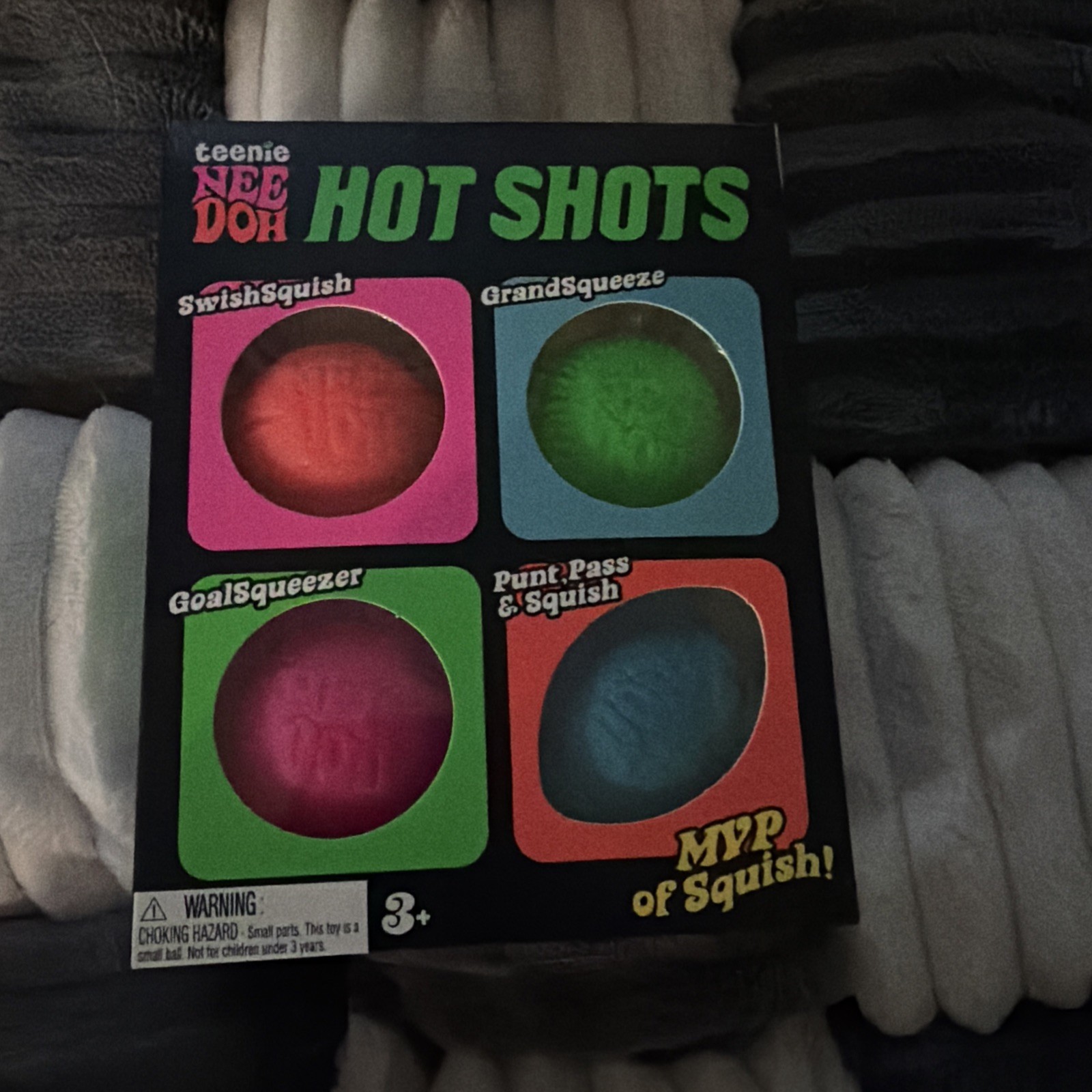 NeeDoh Teenie Hot Shots 4-Pack sports Stress Fidget Sensory Nee Doh