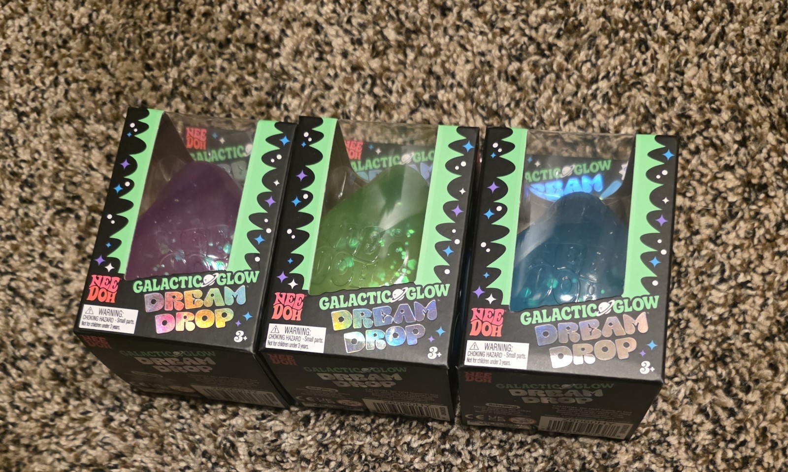 NeeDoh Galactic Dream Drop Lot Of 3-Green, Blue and Pink NIB Extremely Rare! 🔥