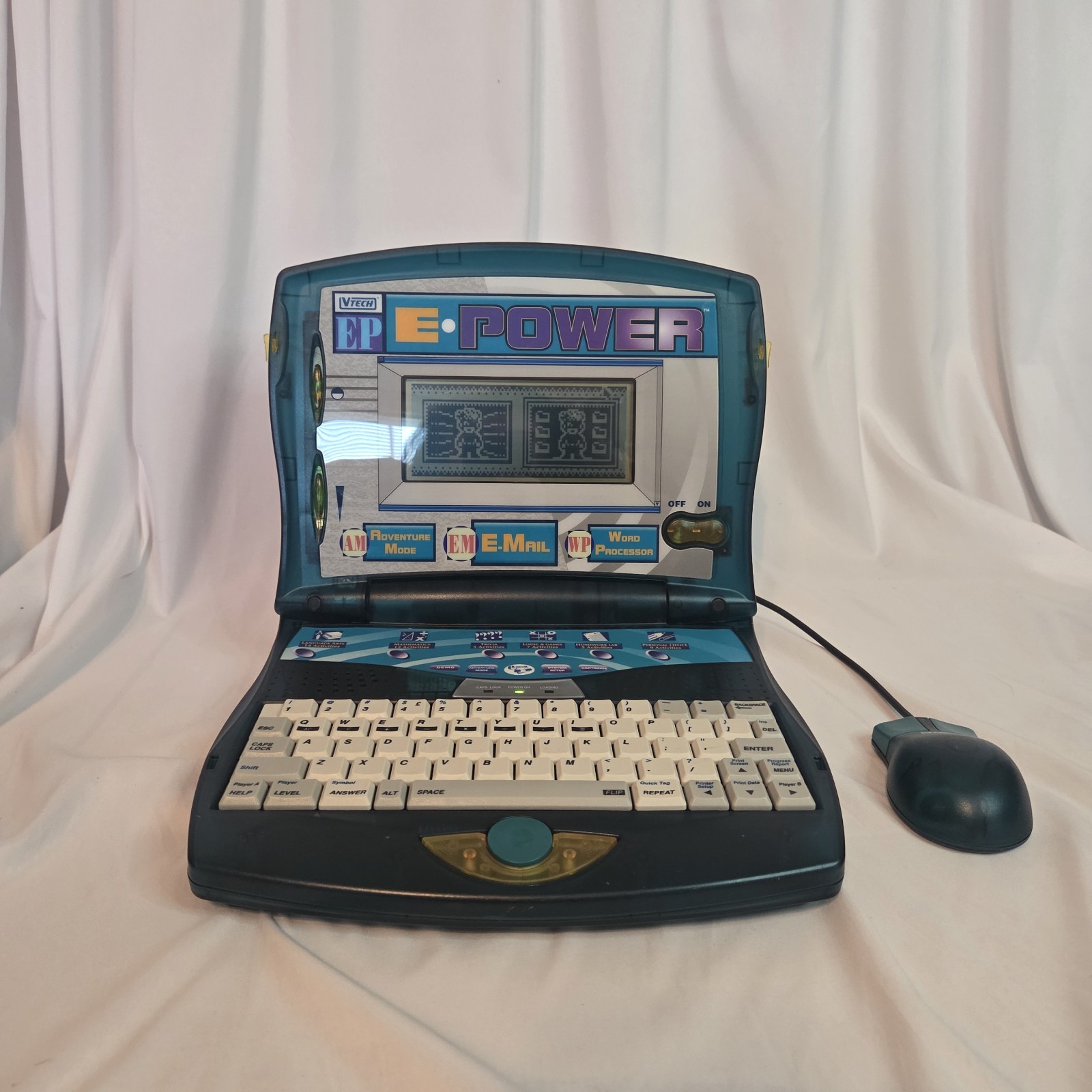 Vintage VTECH EP E-Power Kids Laptop – Translucent Teal Green W/ Mouse Tested