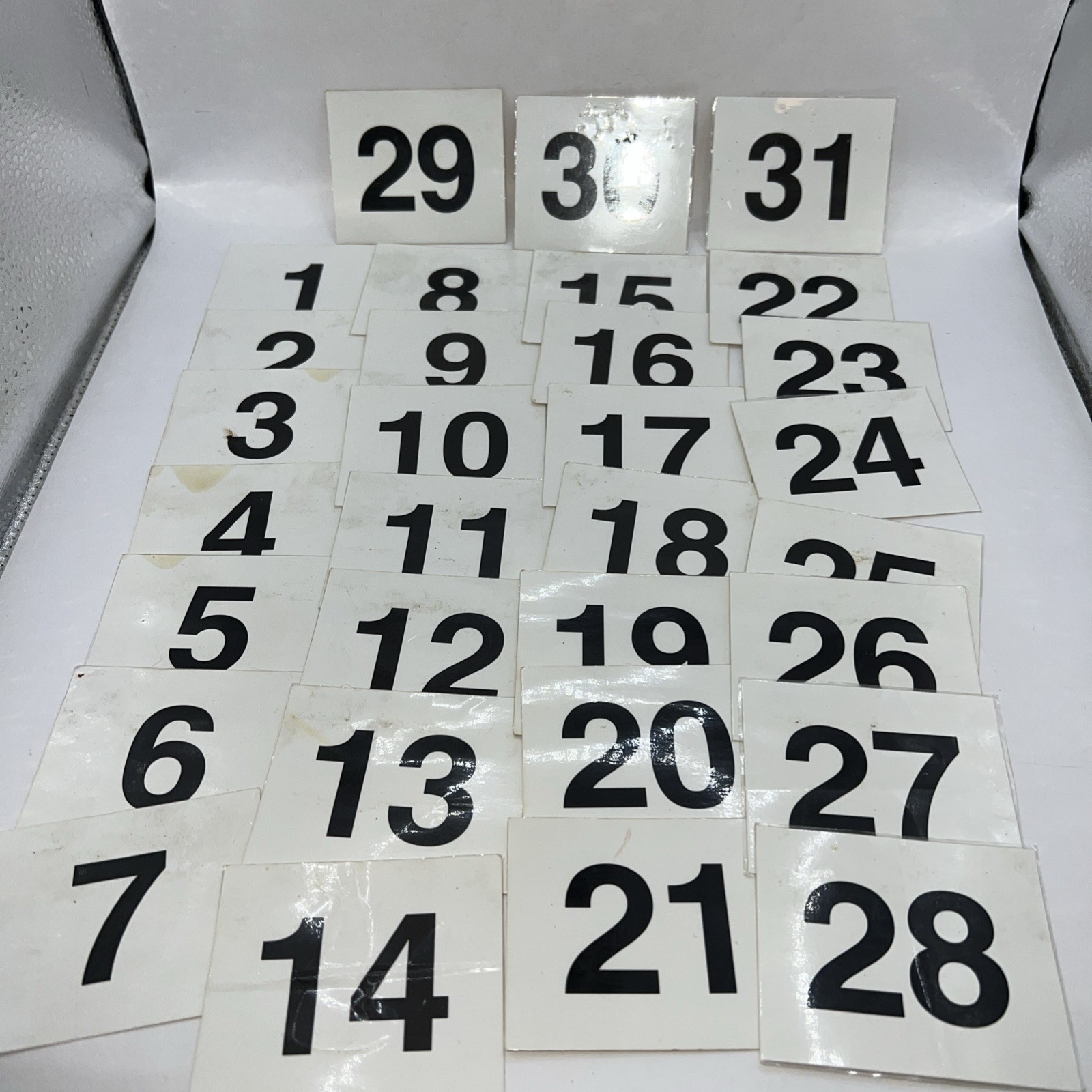 Five Sets Of (1-31) THICK CALENDAR MAKING SQUARES 3″