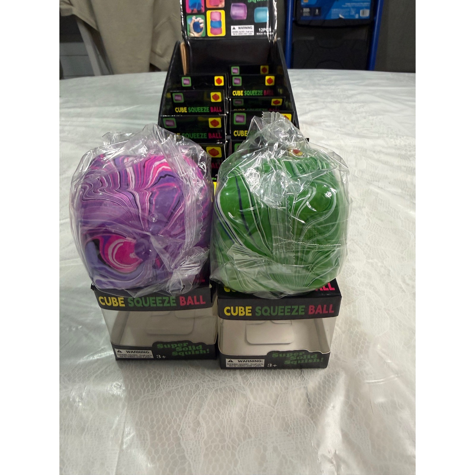 Cube Squeeze Ball Super Solid Squishy Toy Sensory Stress Relief Marbled 12ct