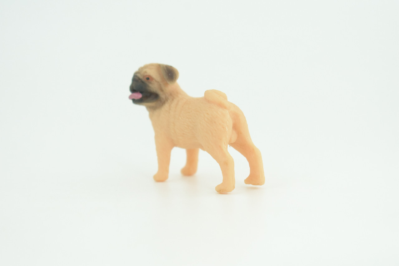 Pug Puppy Dog Toy, Realistic Hand Painted Rubber Model 1 3/4 Inches CH917 BB204