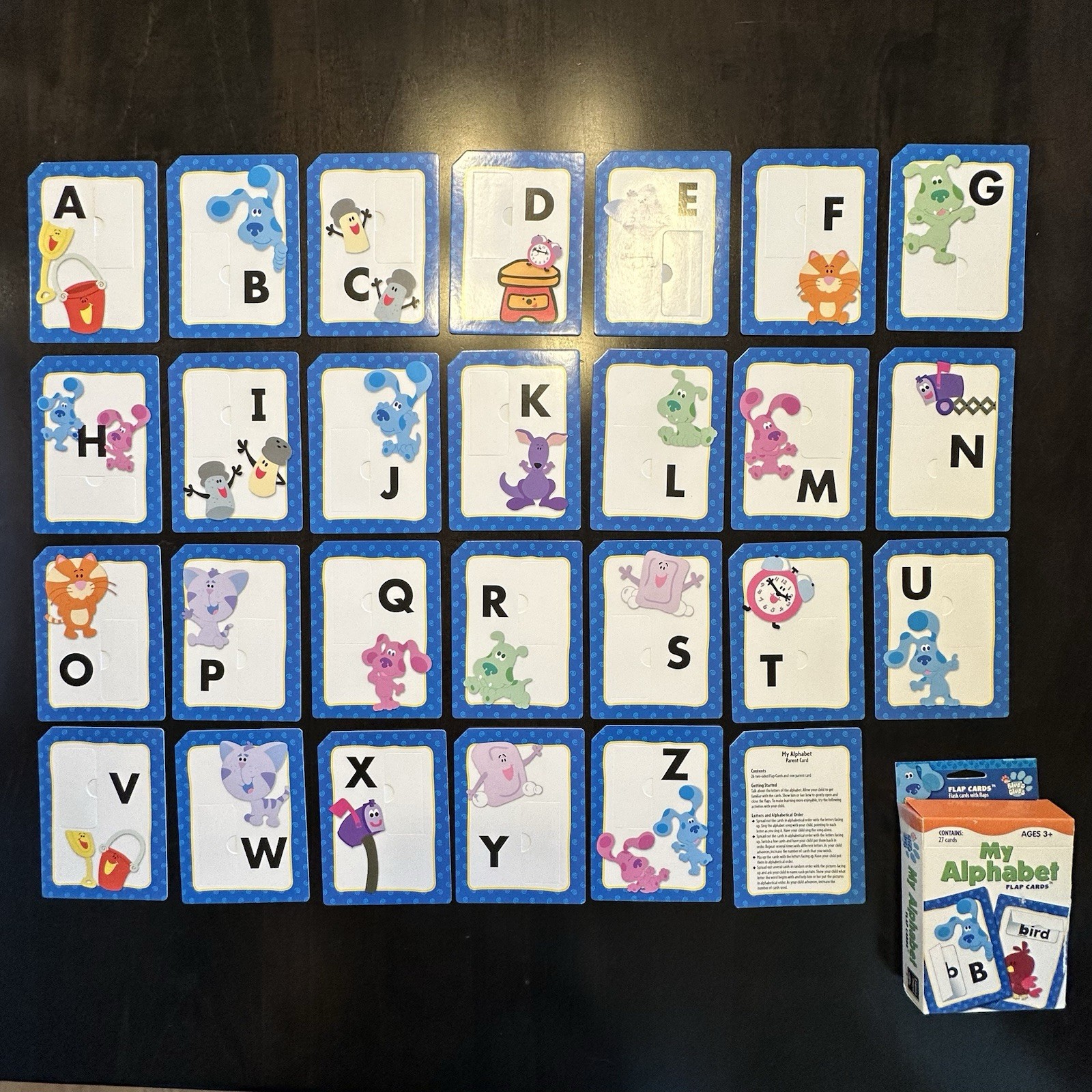 Vintage 2003 Blue Clues Flap Flash Cards With Flaps ABC My Alphabet Complete