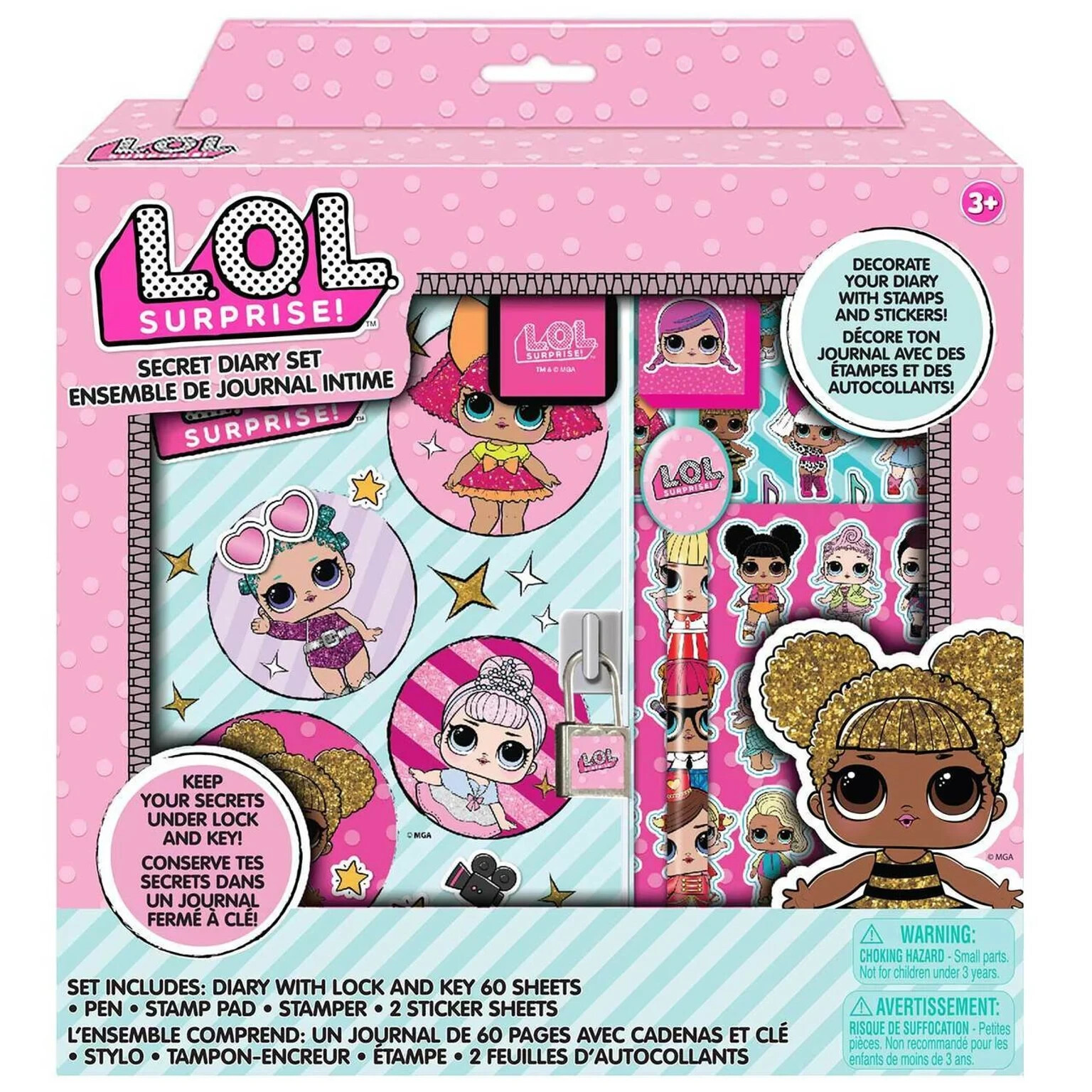 LOL SURPRISE SECRET DIARY SET STICKERS STAMPS PEN LOCK AND KEY NEW