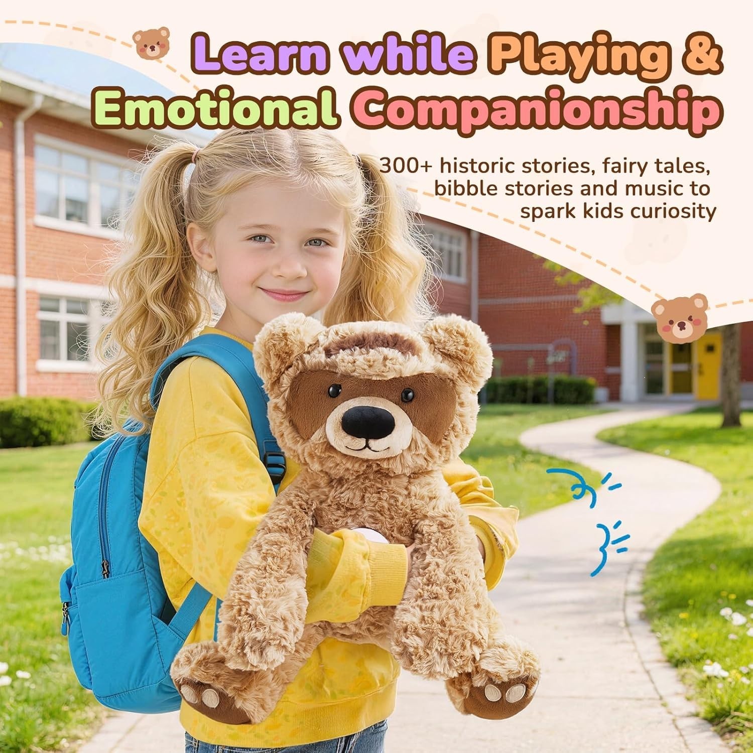 Smart Teddy Bear with ChatGPT 13 Learning Games 300 Stories AI Companion