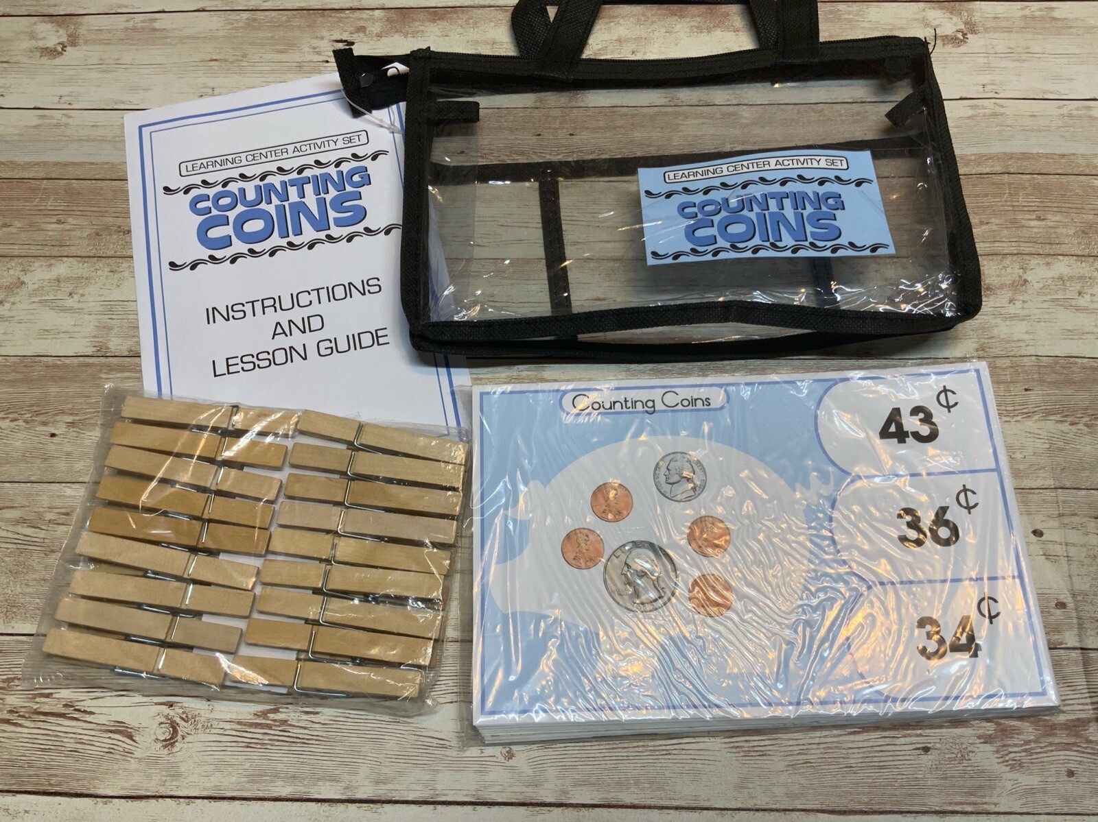 Learning Center Activity Set – Counting Coins – Clothespin Learning Center