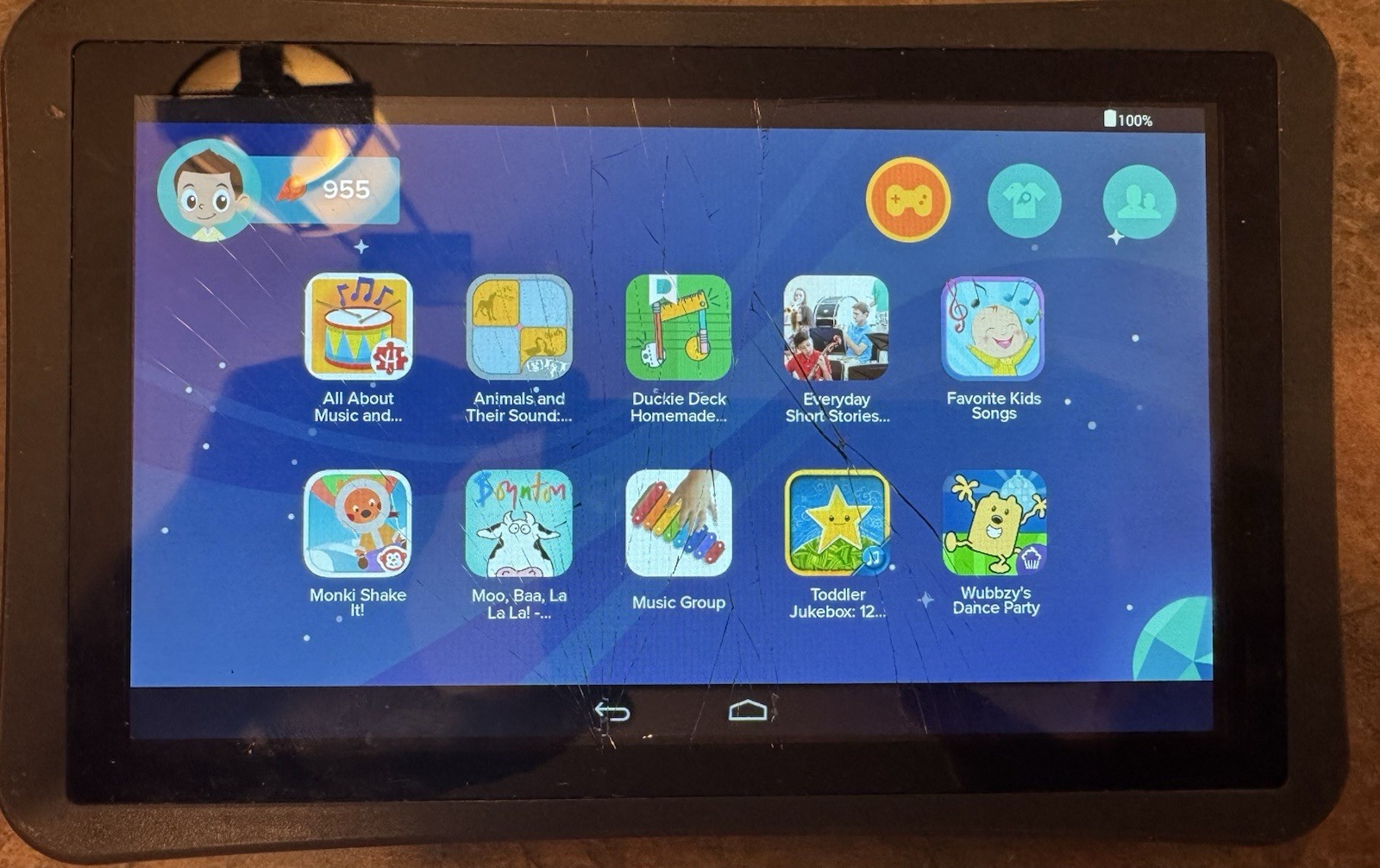 Playaway Launchpad Kids Tablet “Parade of Sounds!” Ages 3+ Orange Cracked screen
