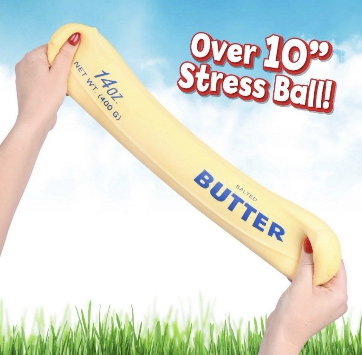 Sunny Days Squeezy Butter – 10″ Squishy Stress Toy, Sensory Fidget, In Hand