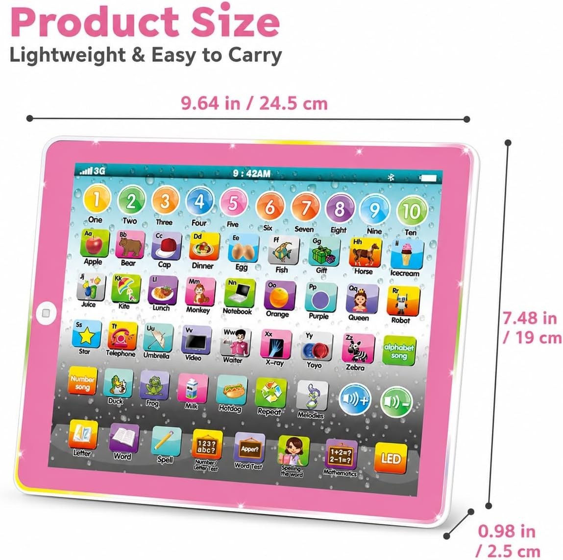 Kids Learning Tablet Toddler ABC Words Numbers Music Educational Toy Age 3 4 5 6