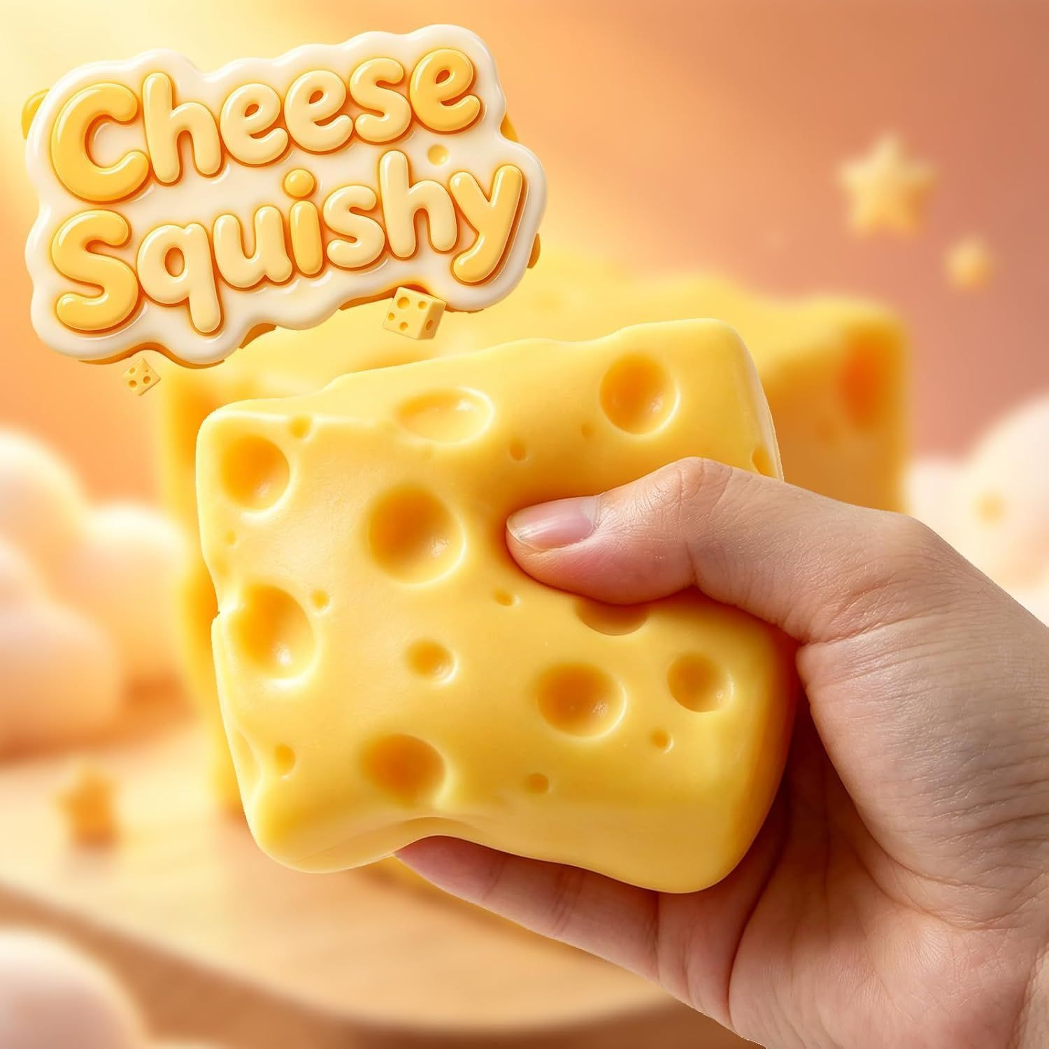 Cheese Squishy Stress Relief Original Sensory Food Yellow-1pc
