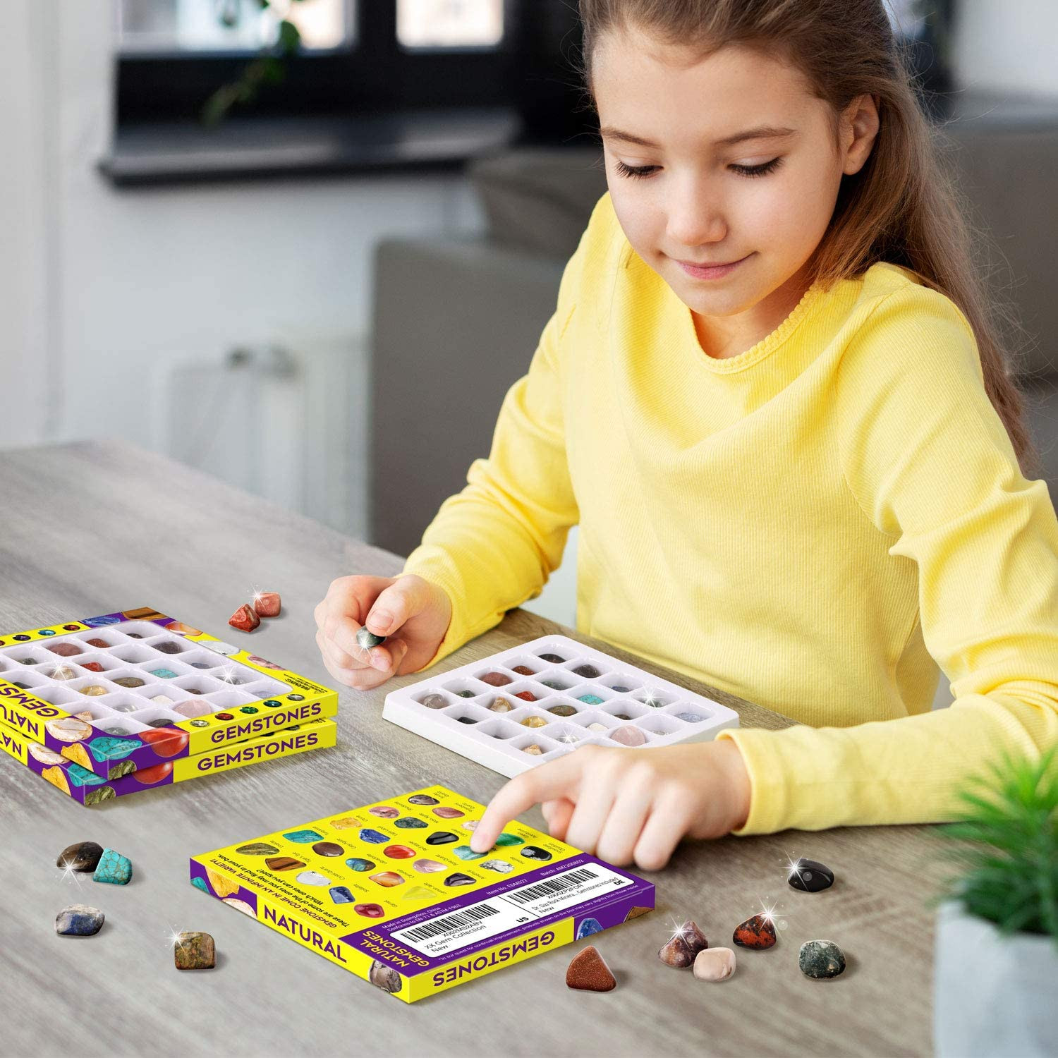 Science Gifts for Kids Boys Girls Geology Kit Gift Gemstone Collection Box 25QTY