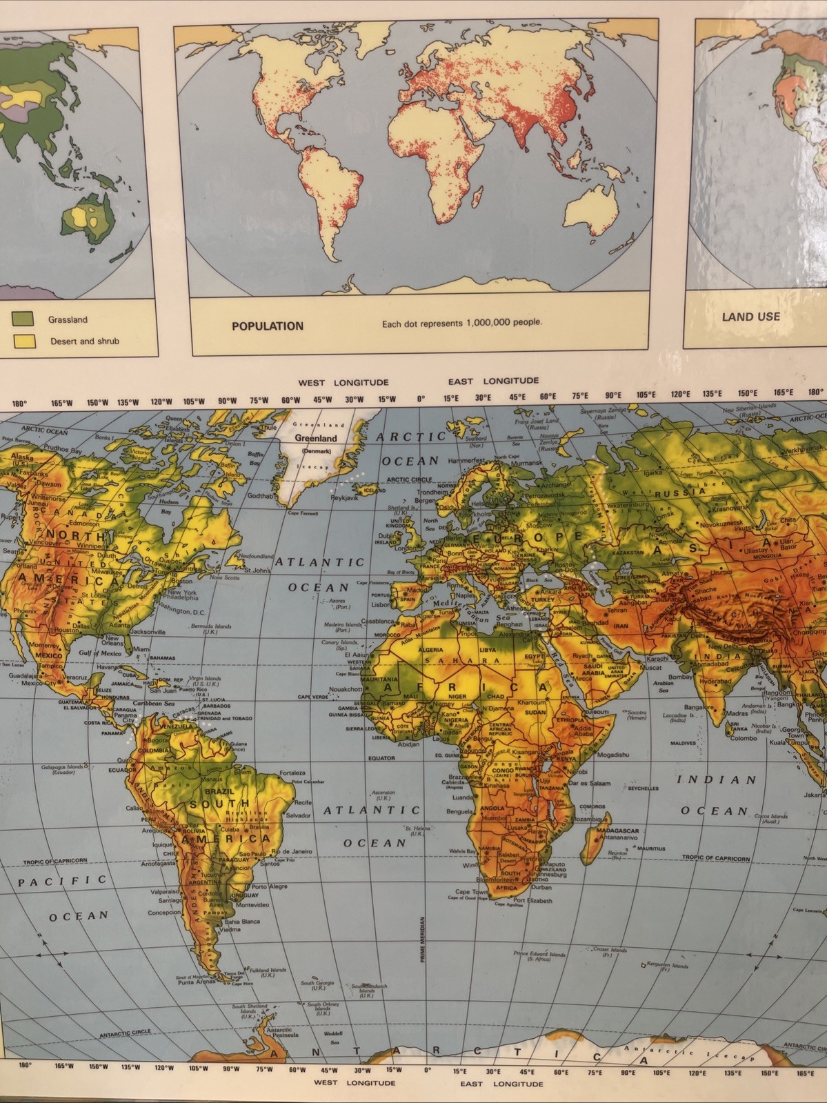 Nystrom Herff Jones Laminated World United States 2-Sided Map 17 x 22 Map#2BSM1