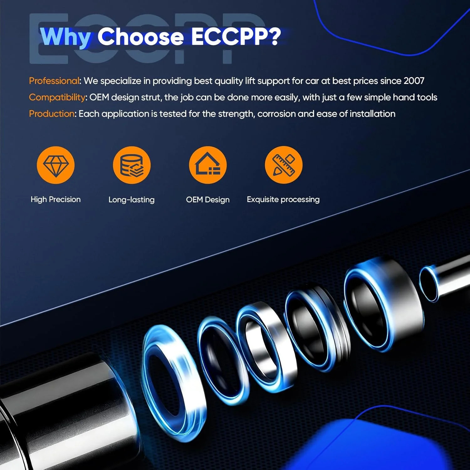 ECCPP® Lift Supports Front Hood Struts Gas Springs Shocks for 2002-2010 for Ford