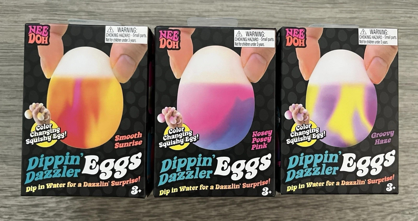 NeeDoh Dippin’ Dazzler Egg, Easter Nee Doh Color Changing Squish Yellow & Purple